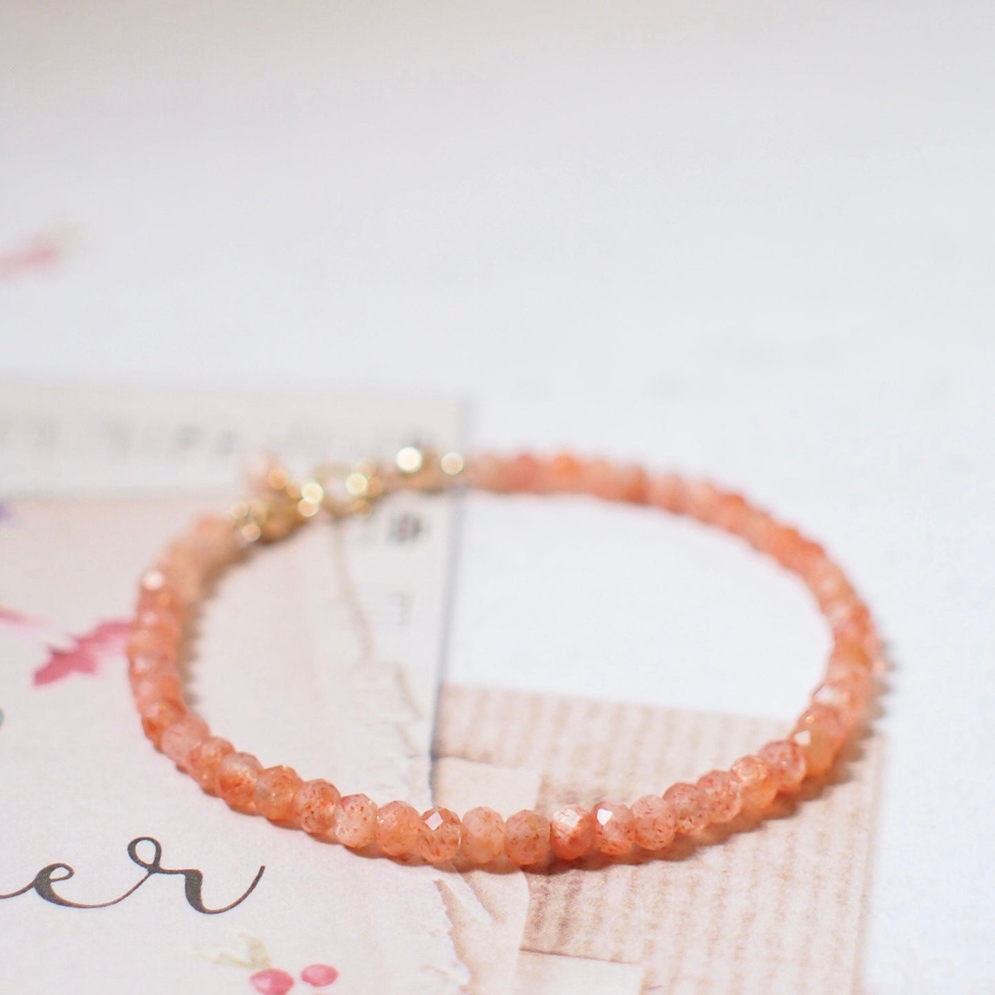 Sunstone Bracelet // 14K Gold-filled // Golden Peach Colour // Stackable