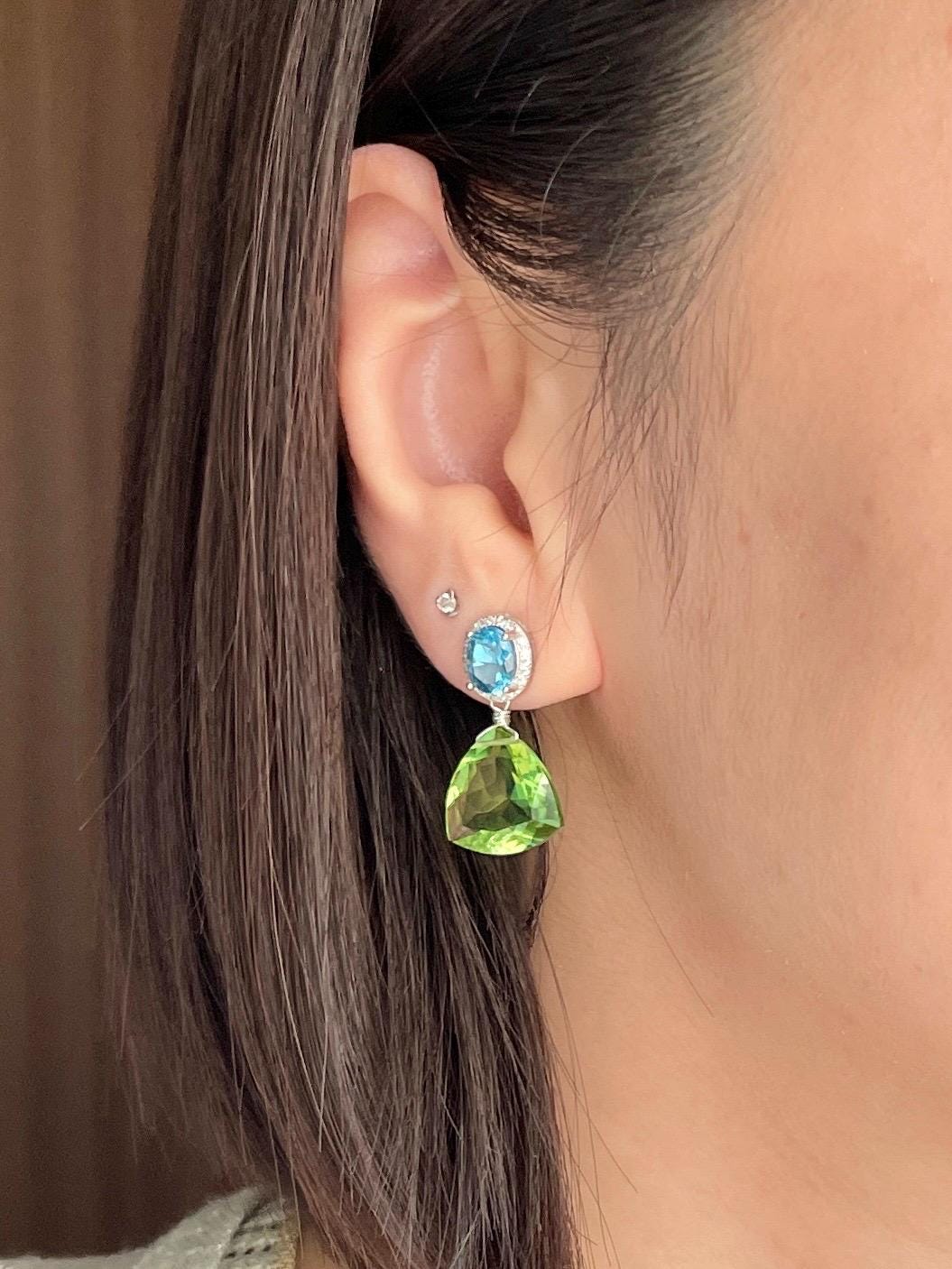 Gem Stone Earrings // Sparkly & Elegant // 18K Gold Plated Over Sterling Silver