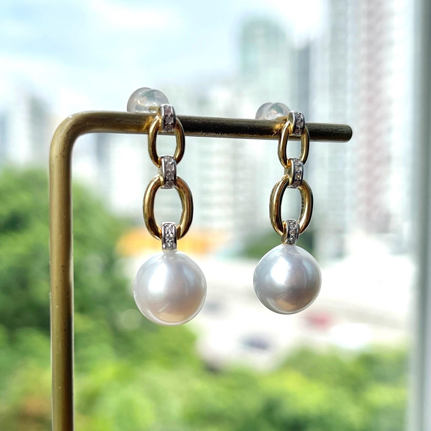 Australian South Sea White Pearl Earrings // Modern & Chic // Exceptional Lustre // Vermeil