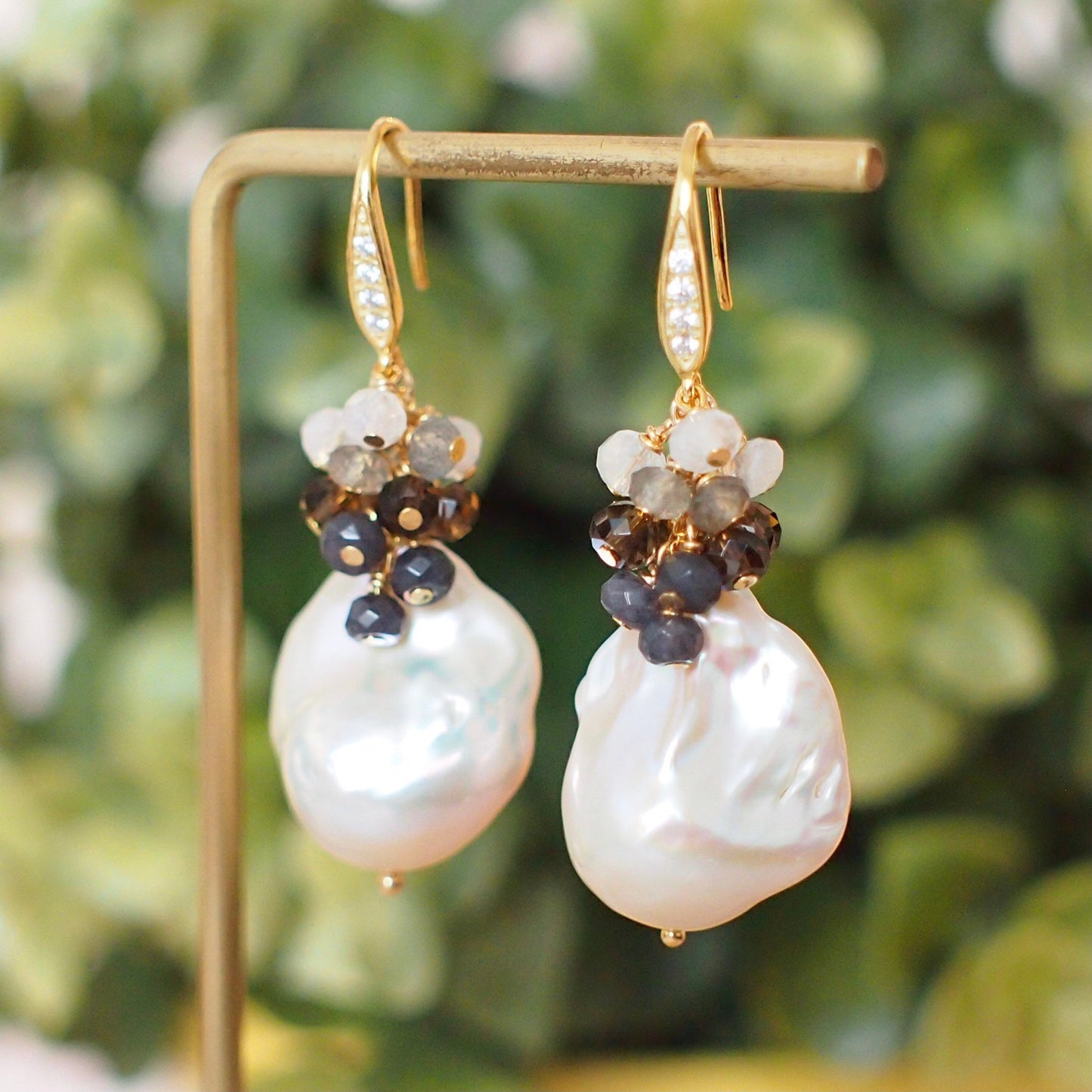 Baroque Pearl Earrings // Flameball Pearls /Gem Cluster // 14K Gold-filled // Elegant & Timeless