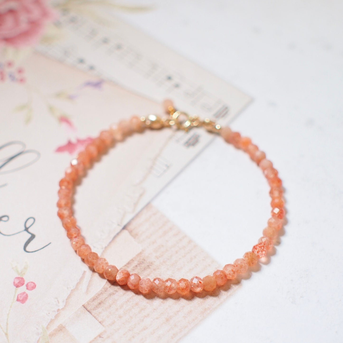 Sunstone Bracelet // 14K Gold-filled // Golden Peach Colour // Stackable