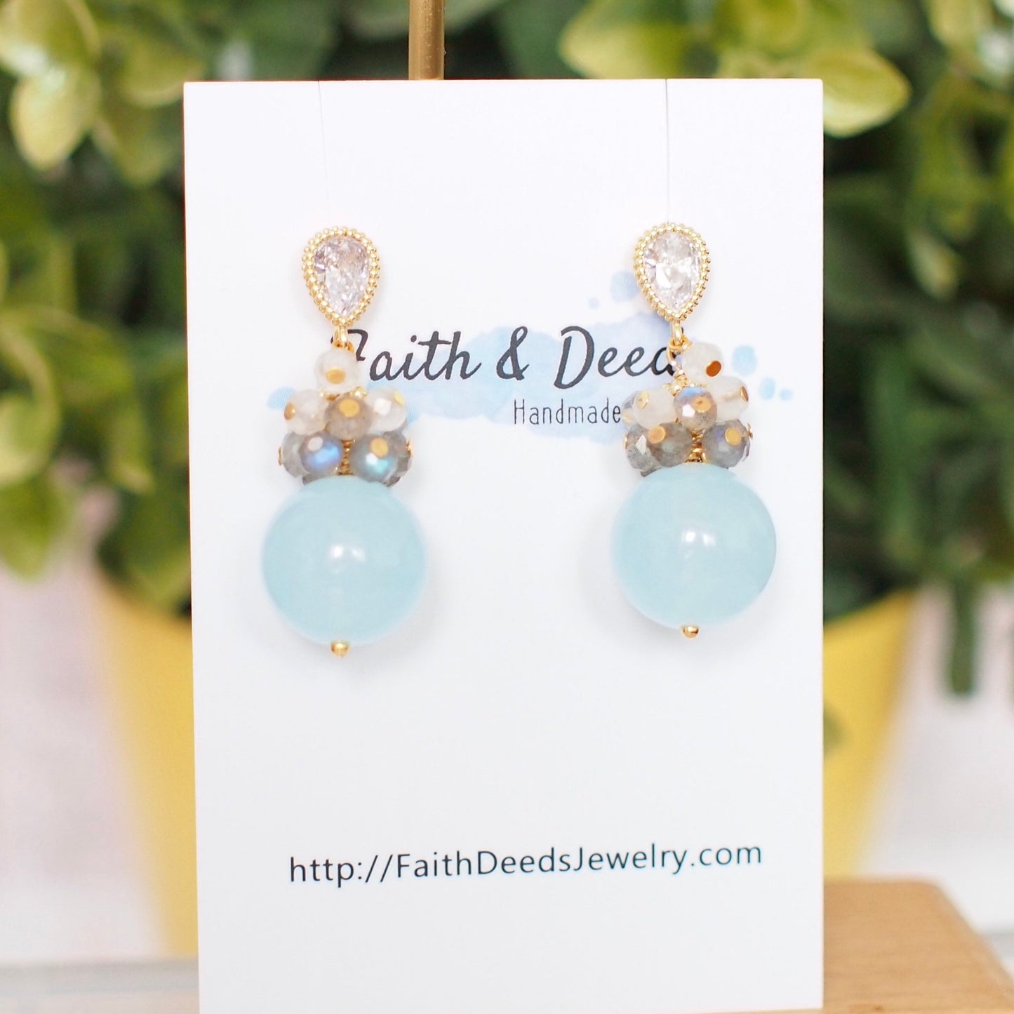 Blue Chalcedony Earrings // Gem Cluster // Understated & Refreshing // 14K Gold-filled