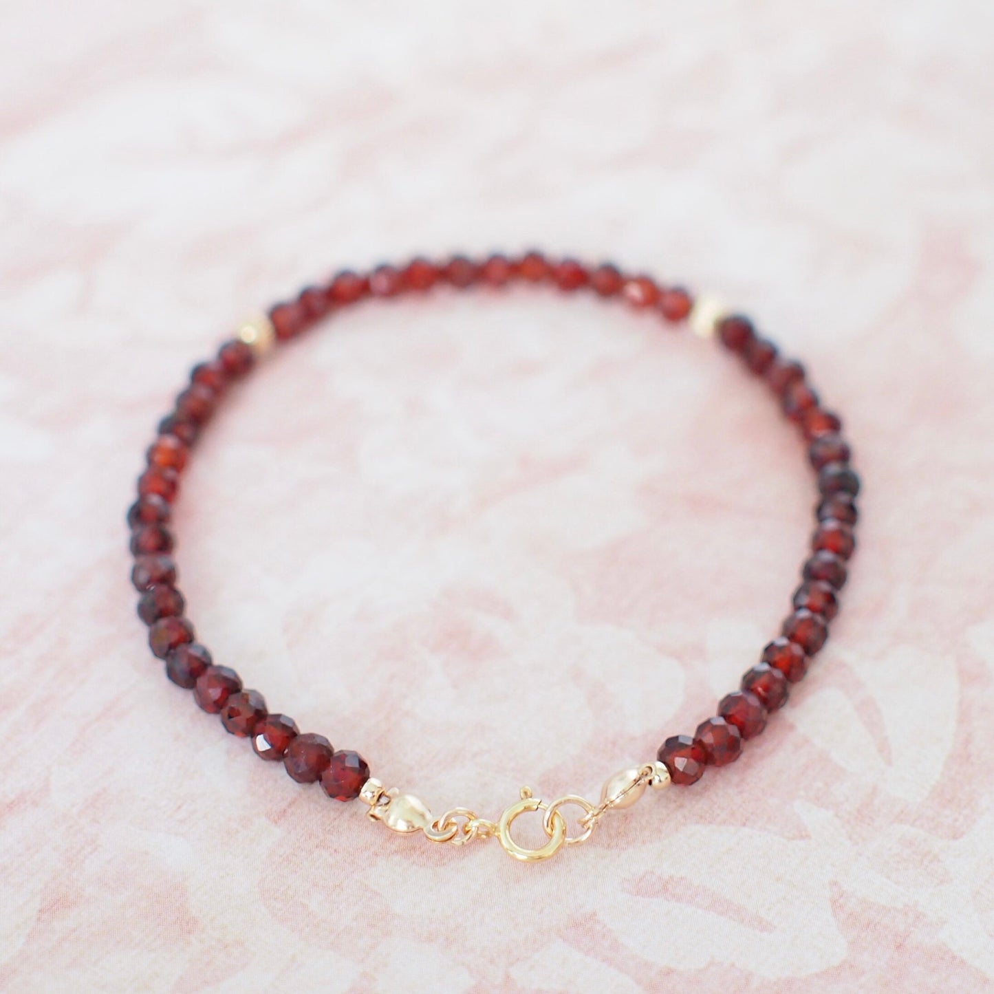 Garnet Bracelet // Feminine & Gorgeous // 14K Gold-filled