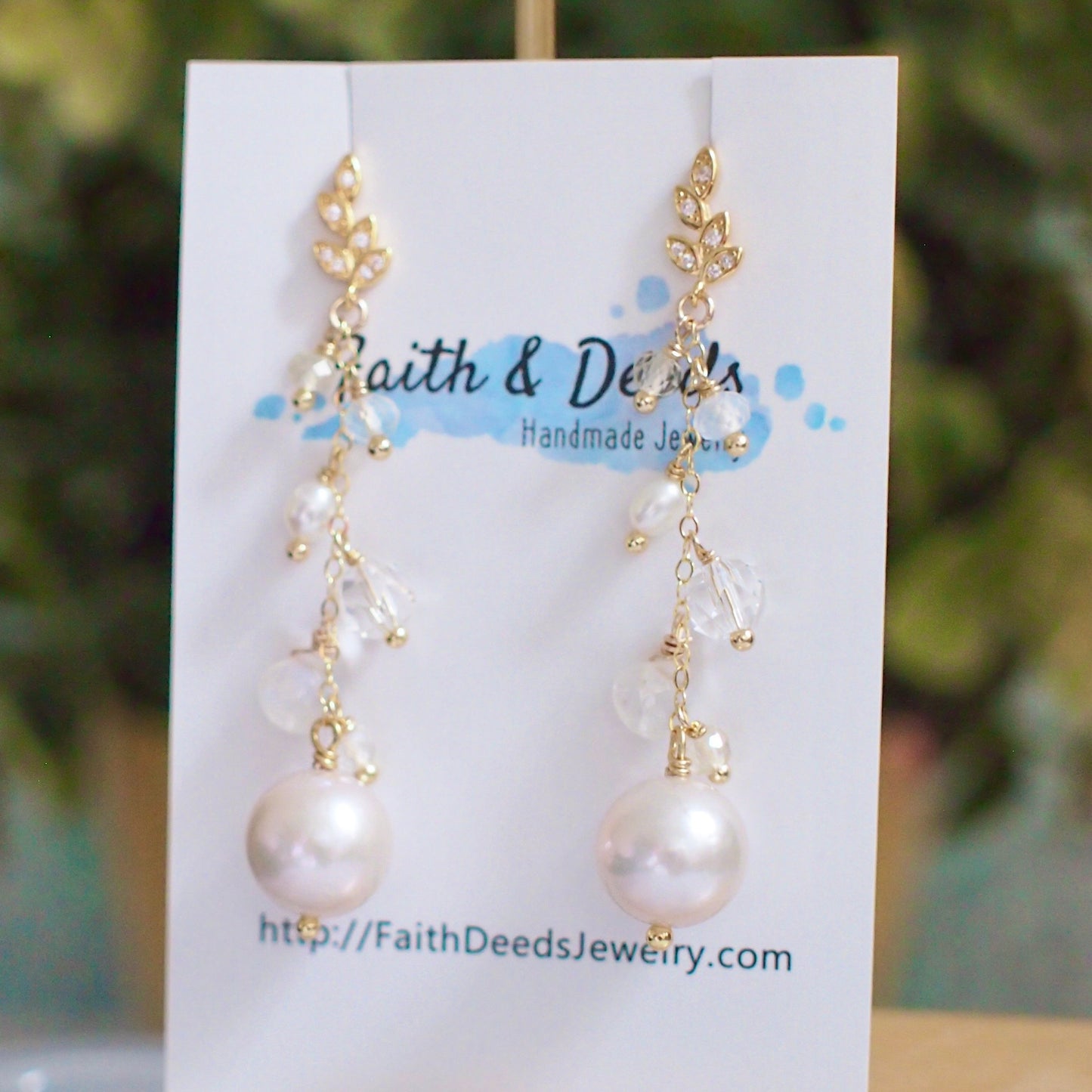 Fresh Water Pearl Earrings // Long Dangling Style // Sparkly & Graceful // 14K Gold-filled