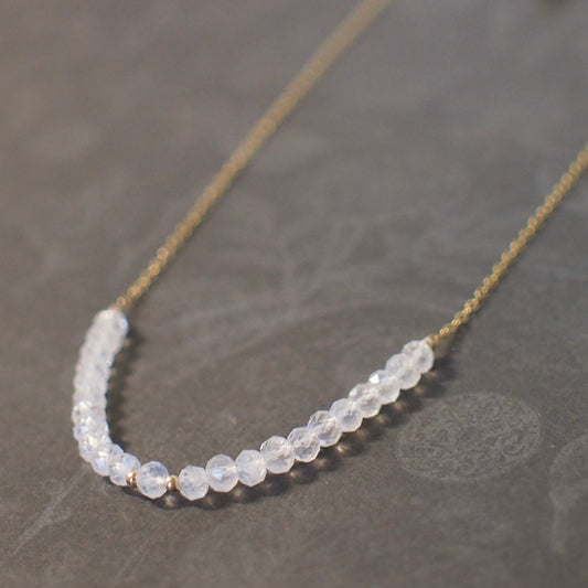 Rainbow Moonstone Rondelle Necklace // 14K Gold-filled // Dainty & Graceful