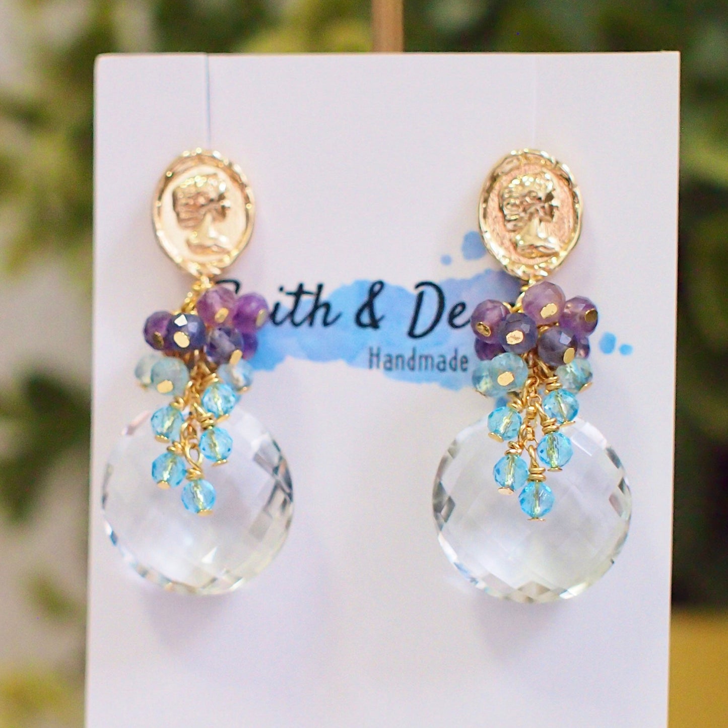 Natural Rock Crystal Earrings // Statement Earrings // 14K Gold-filled // Wire-wrapped // Sparkly & Chic