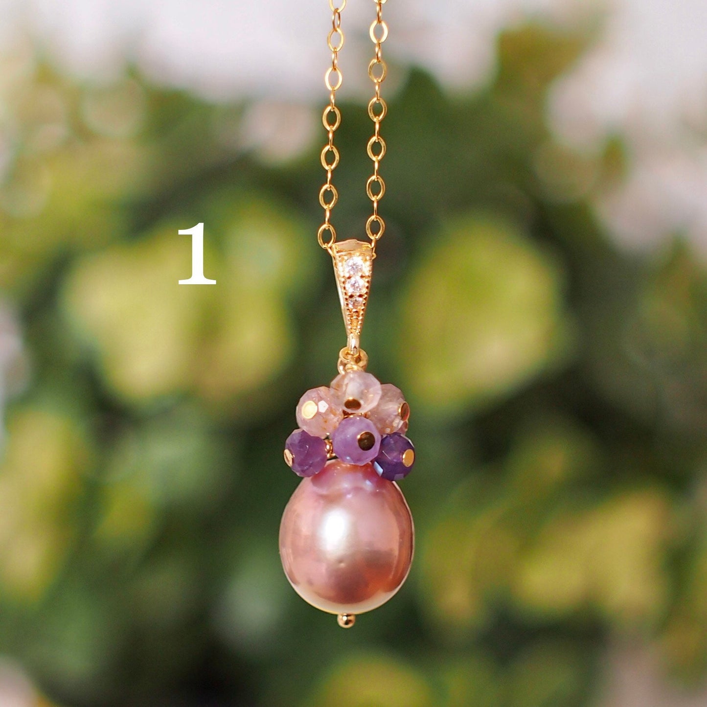 Edison Baroque Pearl Pendants // Natural Gem Cluster // 5 Different Colour Themes // 14K Gold-filled