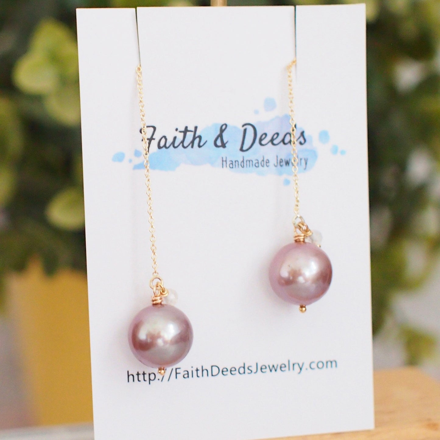 Purple Edison Pearl Earrings // Simple Threader Earrings // Rainbow Moonstone // 14K Gold-filled // Dangling Style // Sassy