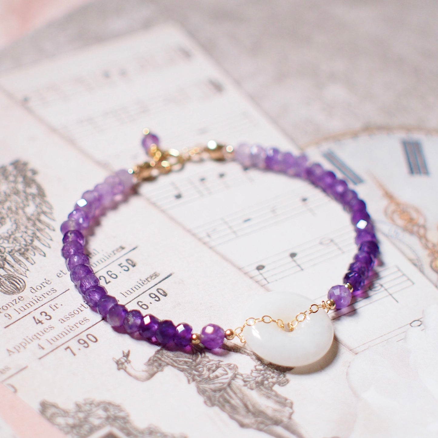 Type A Burmese White Jade Donut Bracelet // Regal & Elegant // 14K Gold-filled