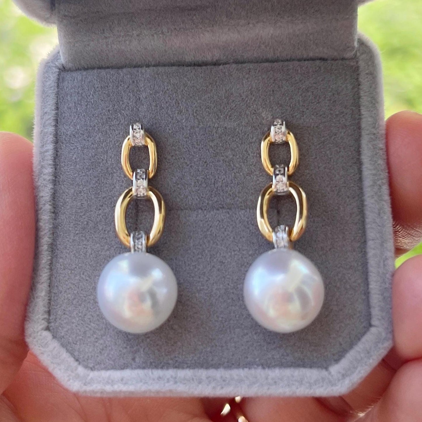 Australian South Sea White Pearl Earrings // Modern & Chic // Exceptional Lustre // Vermeil