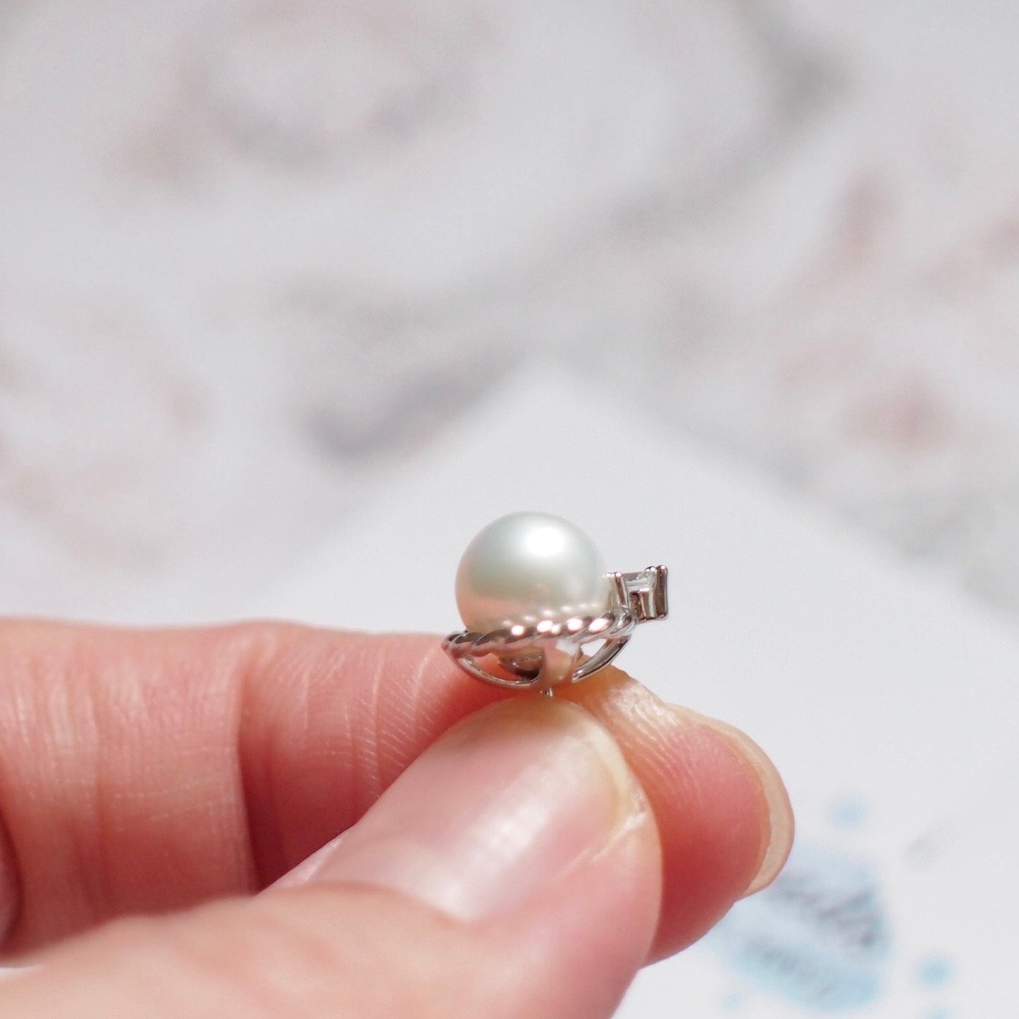 Fresh Water Pearls Studs // 7mm // Detachable Frames // 18K White Gold Plated over Sterling Silver