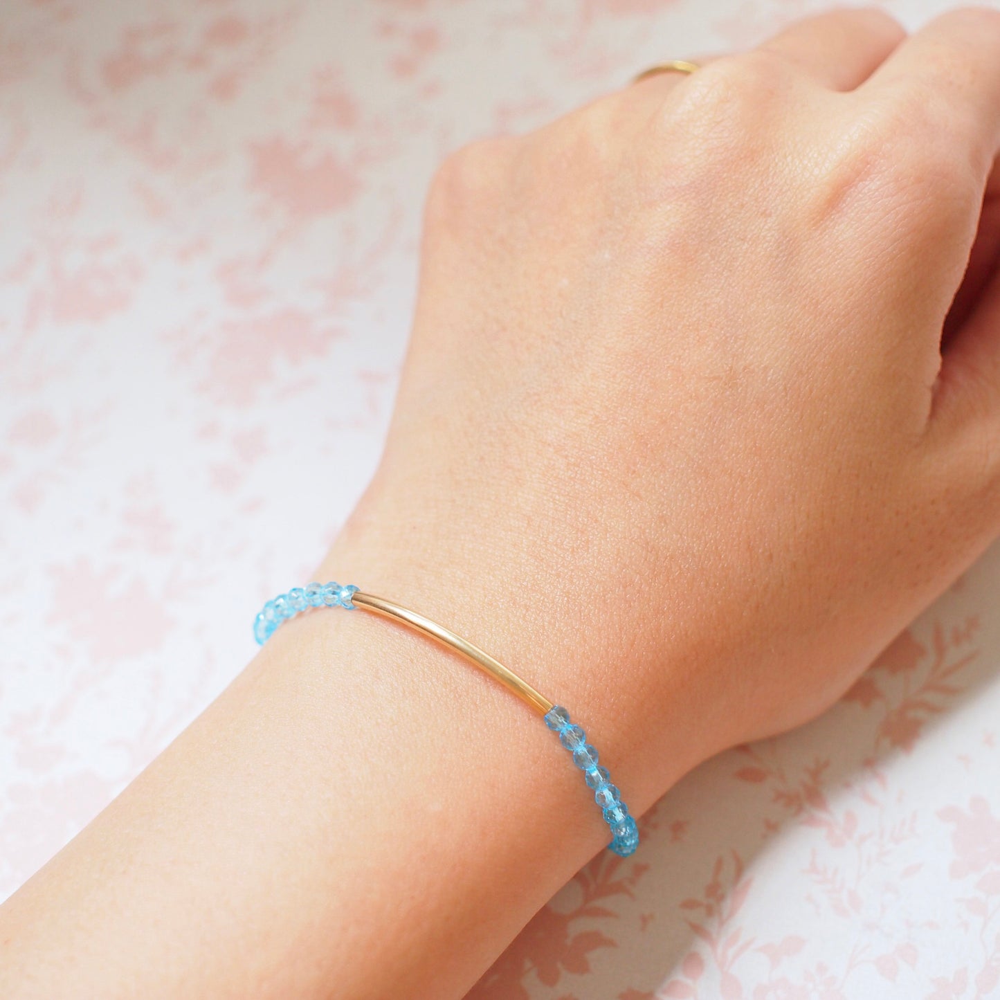 Blue Topaz Bracelet // 14K Gold-filled // Dainty & Bright // Stackable