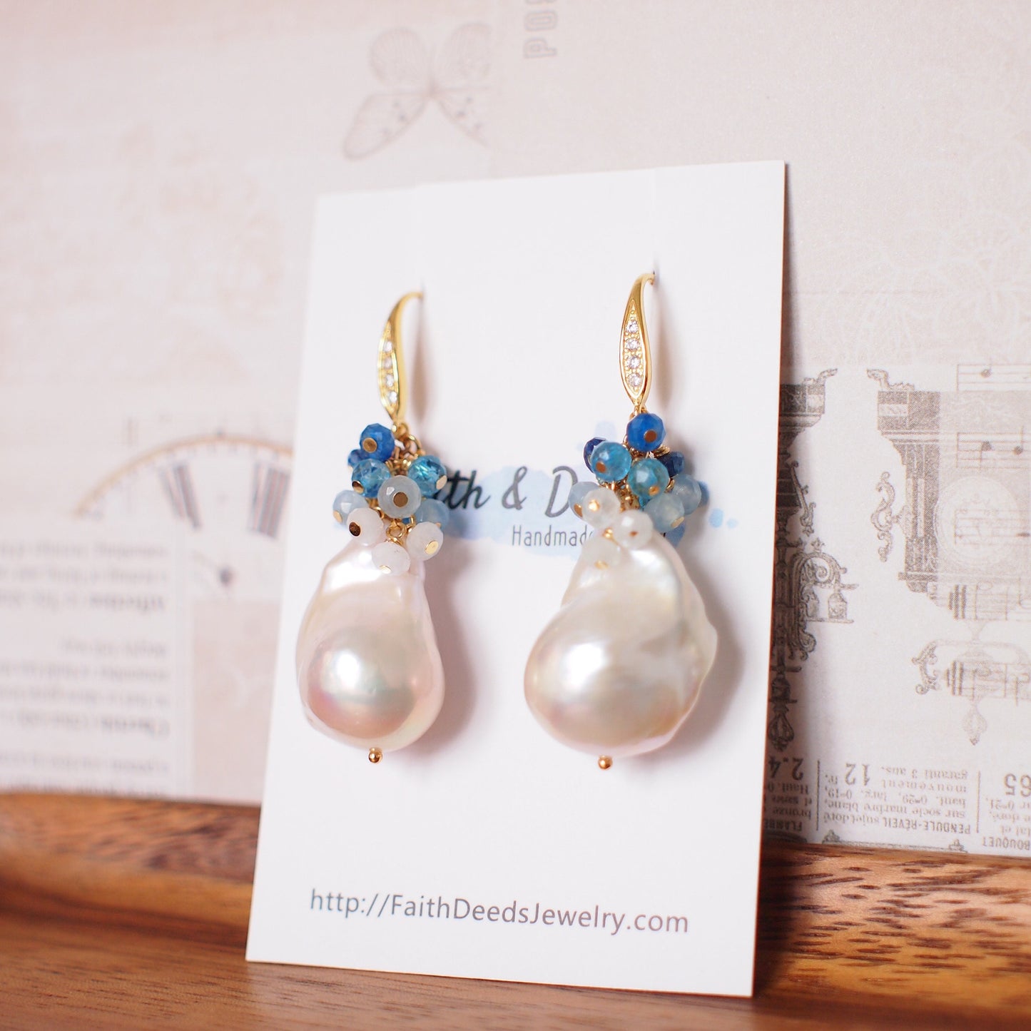 Baroque Pearl Earrings // Flameball Pearls // Aquamarine x Topaz x Chalcedony x Kyanite // 14K Gold-filled // Elegant & Timeless
