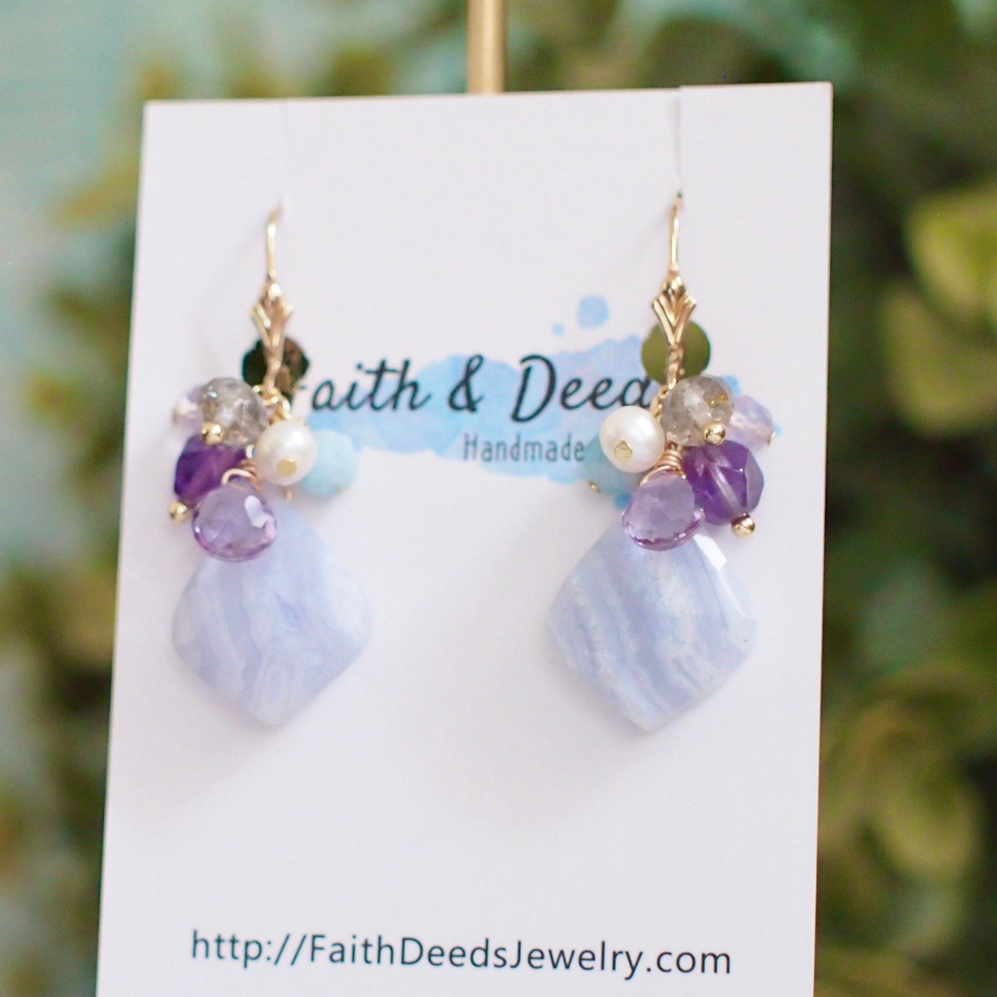 Blue Lace Agate Earrings // Gem Cluster // Elegant & Sweet // 14K Gold-filled