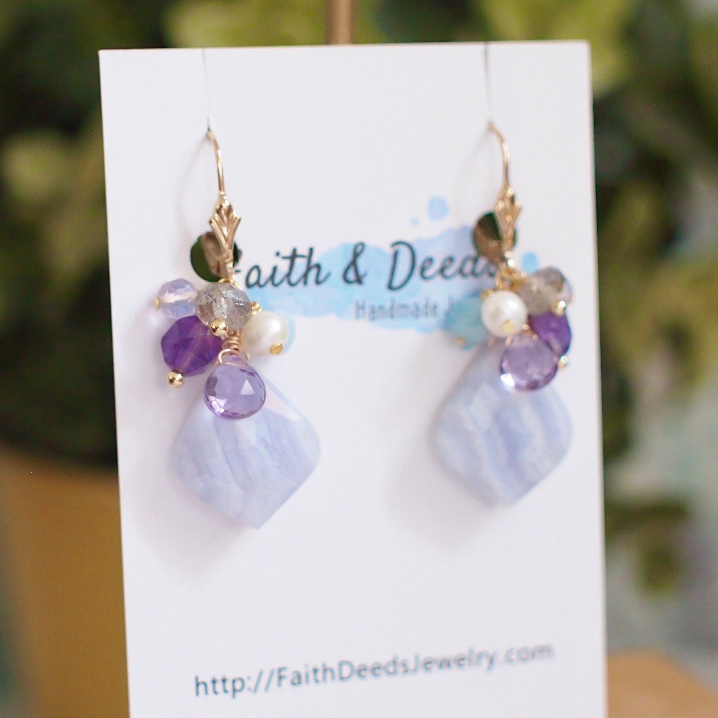 Blue Lace Agate Earrings // Gem Cluster // Elegant & Sweet // 14K Gold-filled