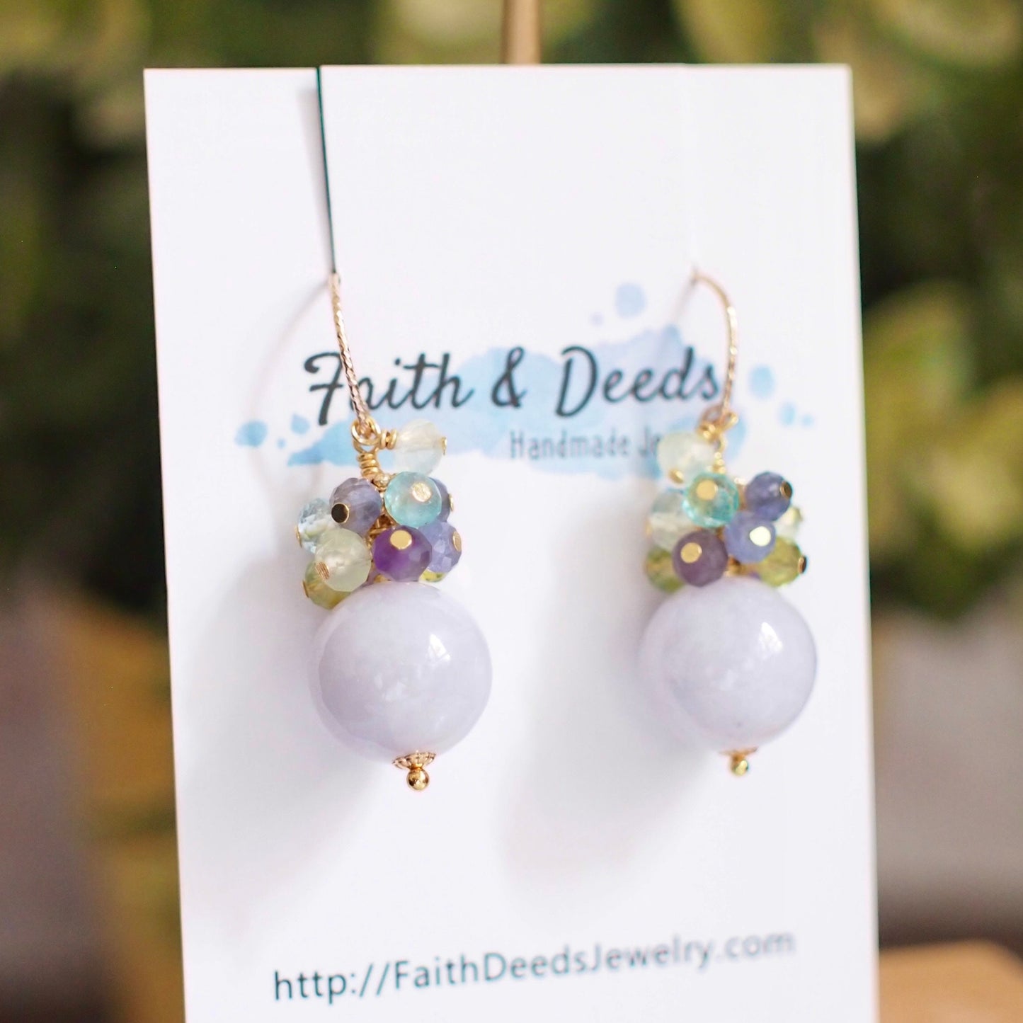 Type A Burmese Lavender Jade Ball Earrings // Gem Cluster // 14K Gold-filled // Modern and Feminine