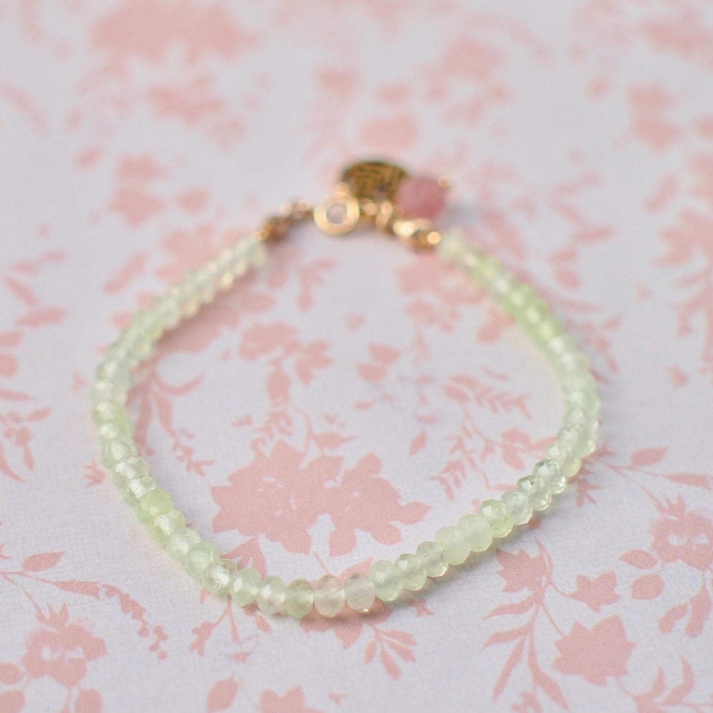 Prehnite Bracelet // 14K Gold-filled // Light Apple Green // Stackable
