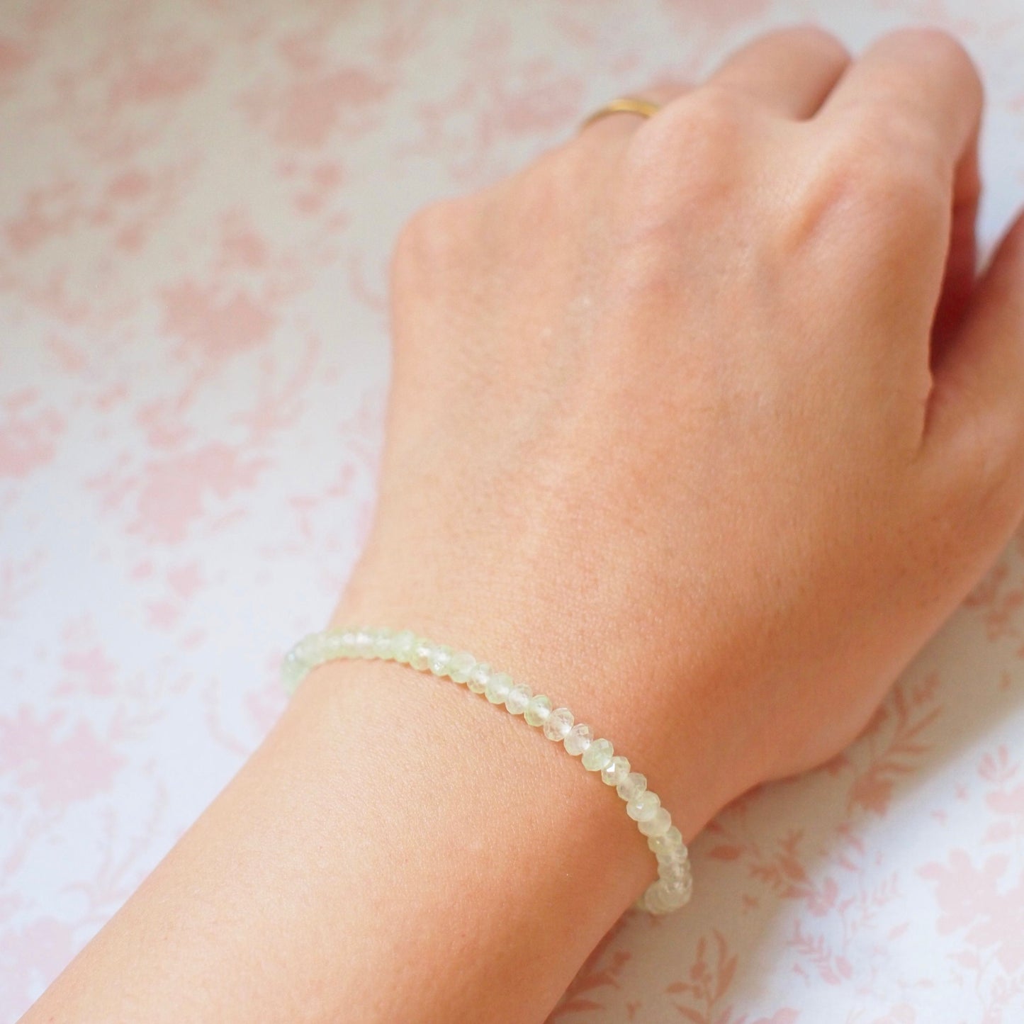 Prehnite Bracelet // 14K Gold-filled // Light Apple Green // Stackable