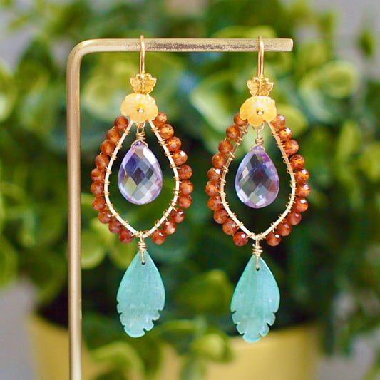 Amethyst Earrings // Statement Earrings // 14K Gold-filled // Wirewrapped Gems // Extravagant