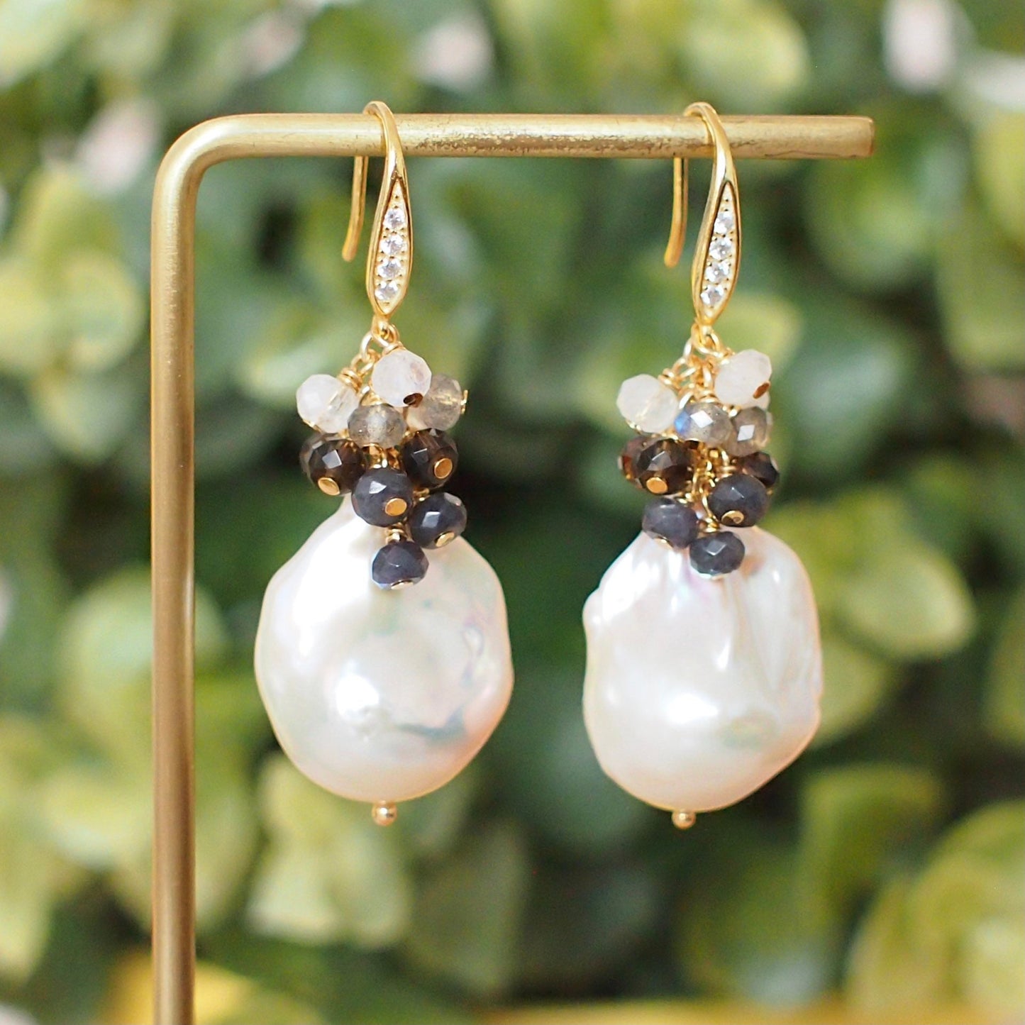 Baroque Pearl Earrings // Flameball Pearls /Gem Cluster // 14K Gold-filled // Elegant & Timeless