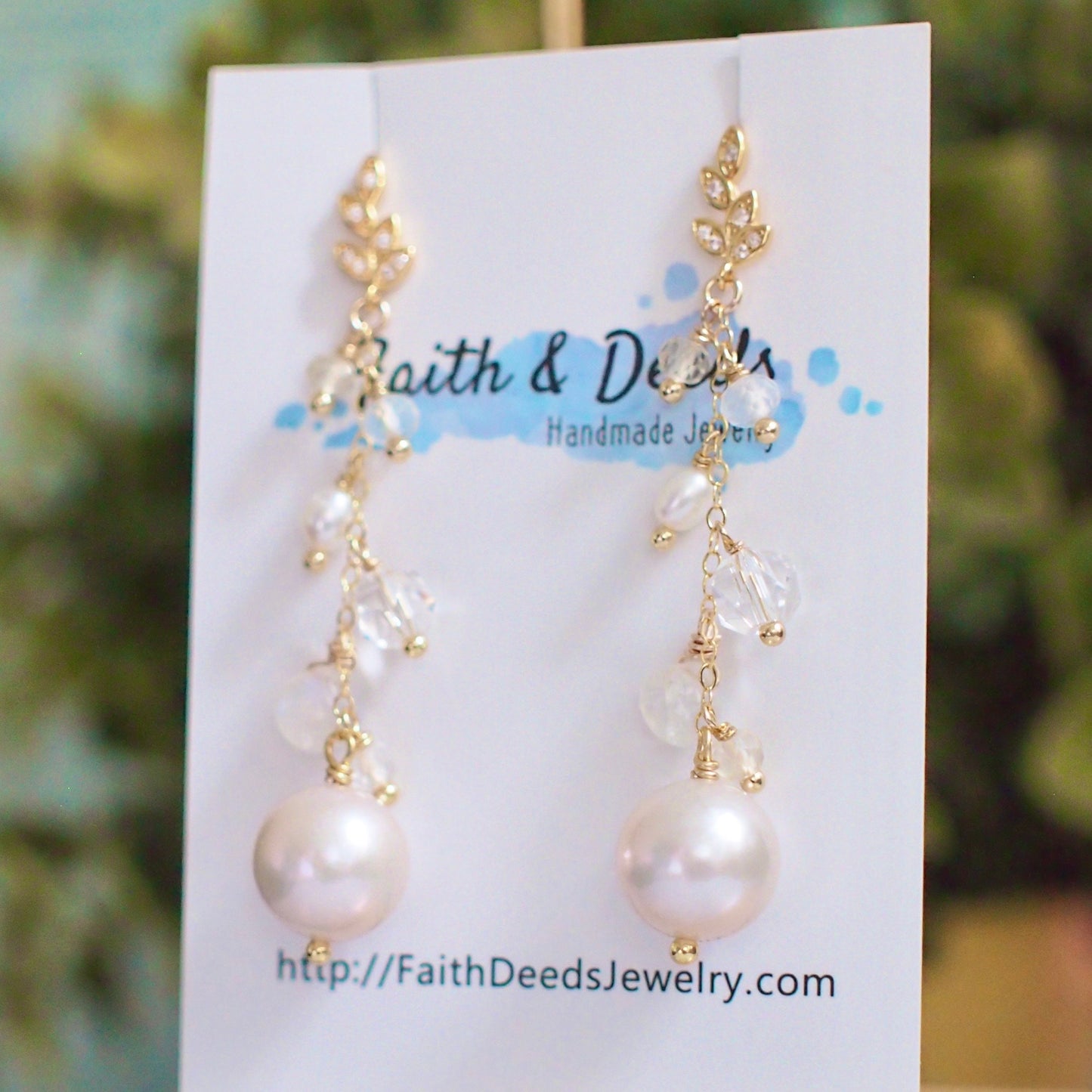 Fresh Water Pearl Earrings // Long Dangling Style // Sparkly & Graceful // 14K Gold-filled