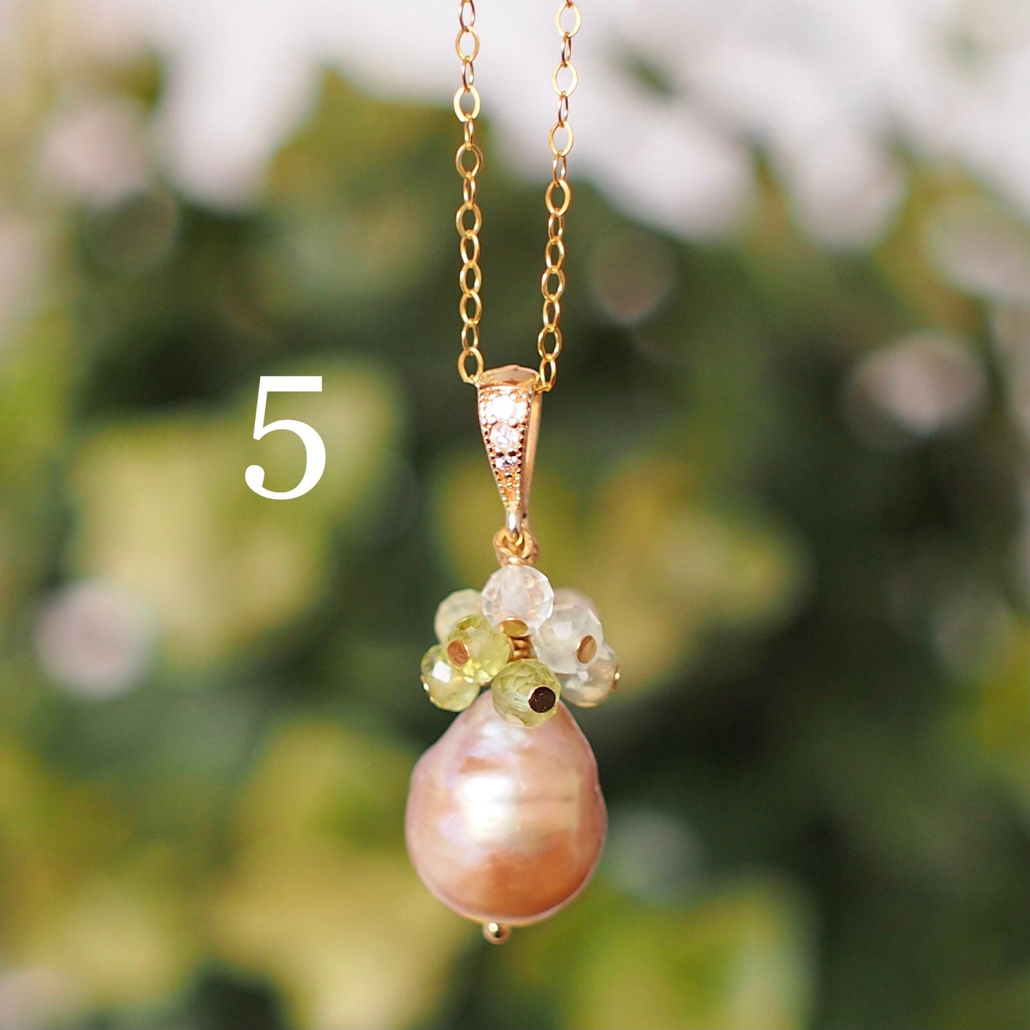 Edison Baroque Pearl Pendants // Natural Gem Cluster // 5 Different Colour Themes // 14K Gold-filled