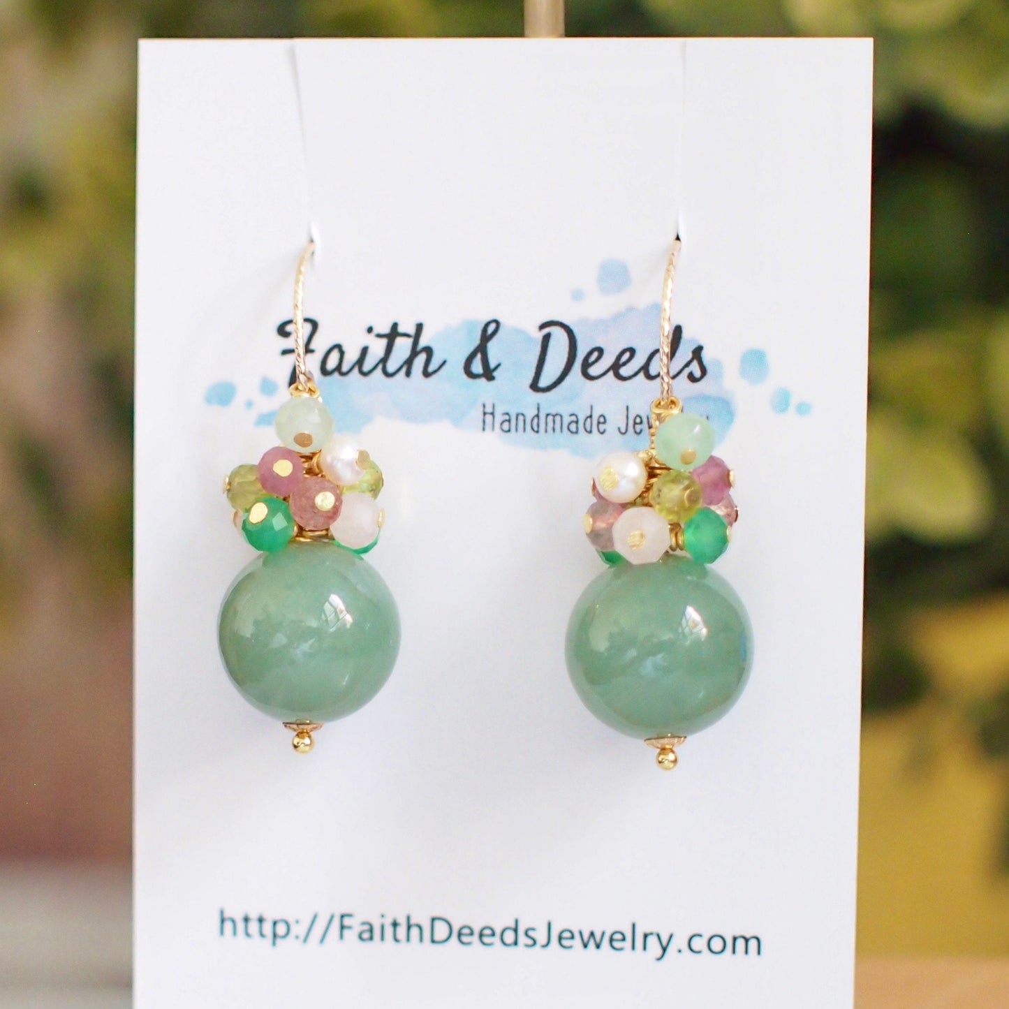 Type A Burmese Jade Ball Earrings // Gem Cluster // 14K Gold-filled // Modern and Sweet