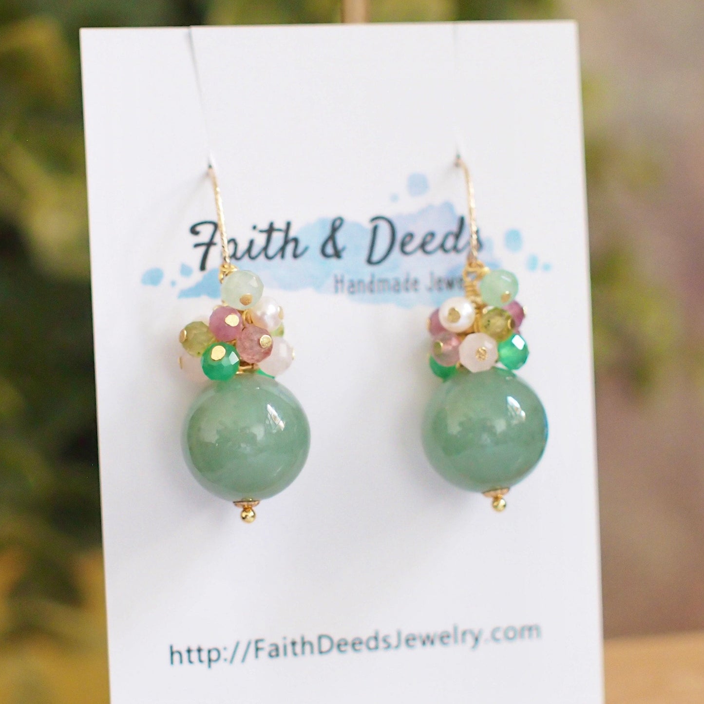 Type A Burmese Jade Ball Earrings // Gem Cluster // 14K Gold-filled // Modern and Sweet