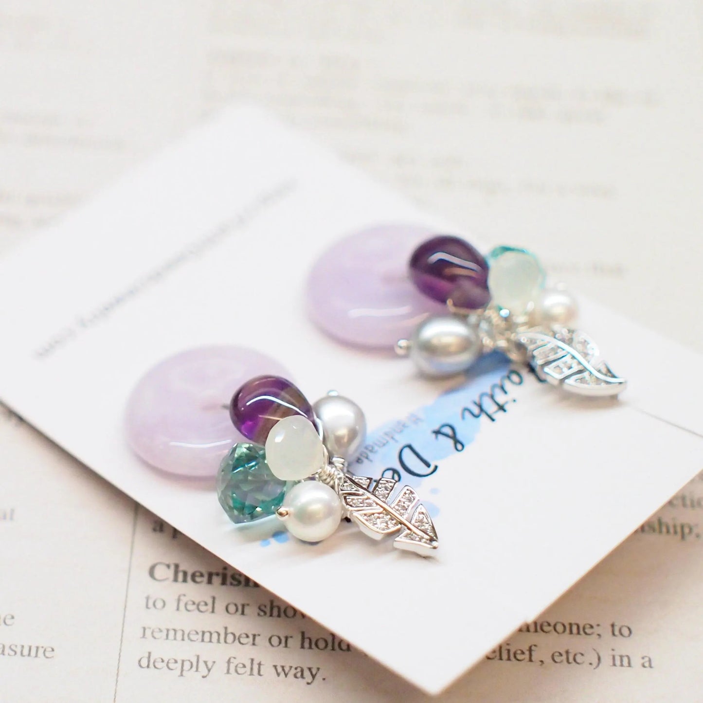 Type A Burmese Lavender Jade Donut Earrings // Sparkly Gem Cluster // 925 Sterling Silver // Gorgeous & Unique