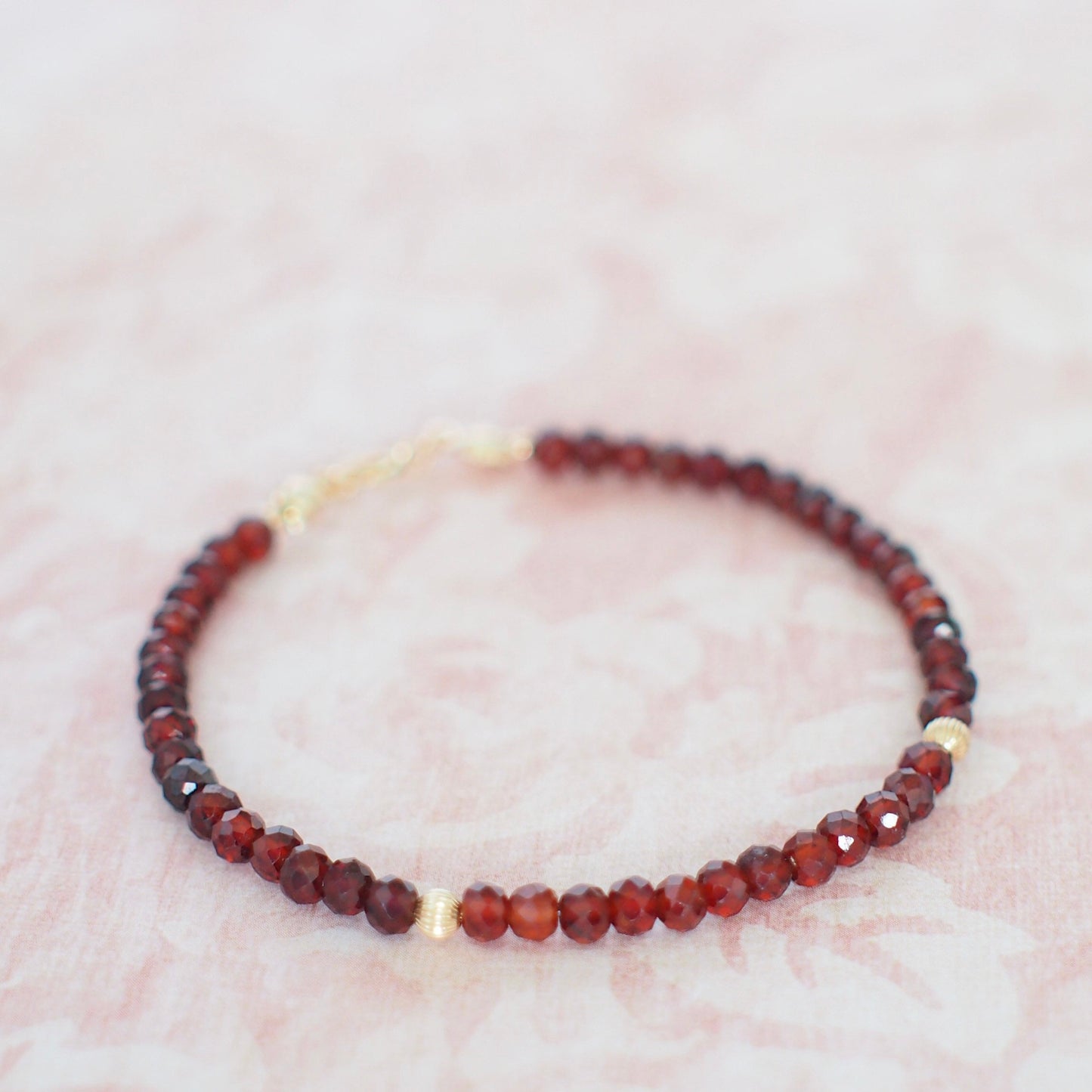 Garnet Bracelet // Feminine & Gorgeous // 14K Gold-filled