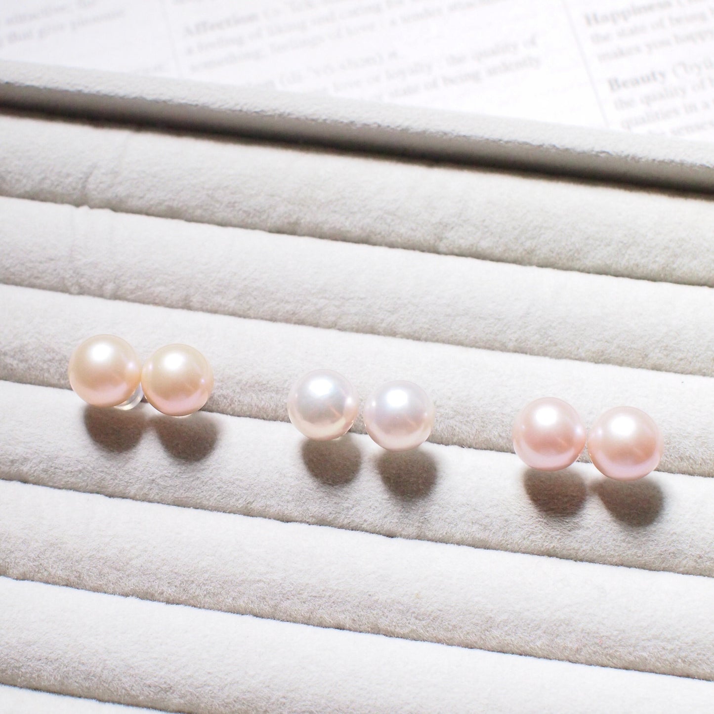 Fresh Water Pearls Studs // 10mm // Detachable Frames // 18K White Gold Plated over Sterling Silver