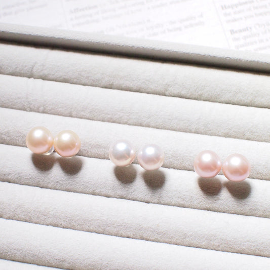 Fresh Water Pearls Studs // 10mm // Detachable Frames // 18K White Gold Plated over Sterling Silver
