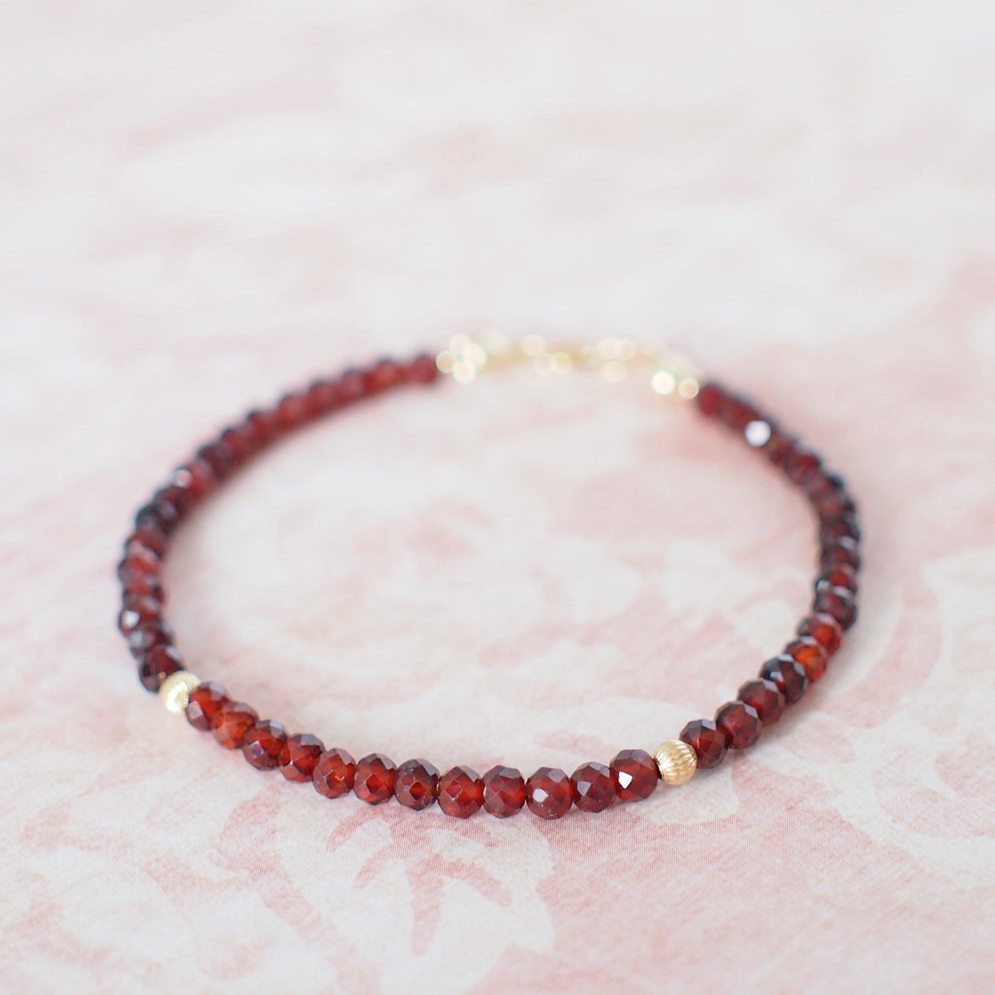 Garnet Bracelet // Feminine & Gorgeous // 14K Gold-filled