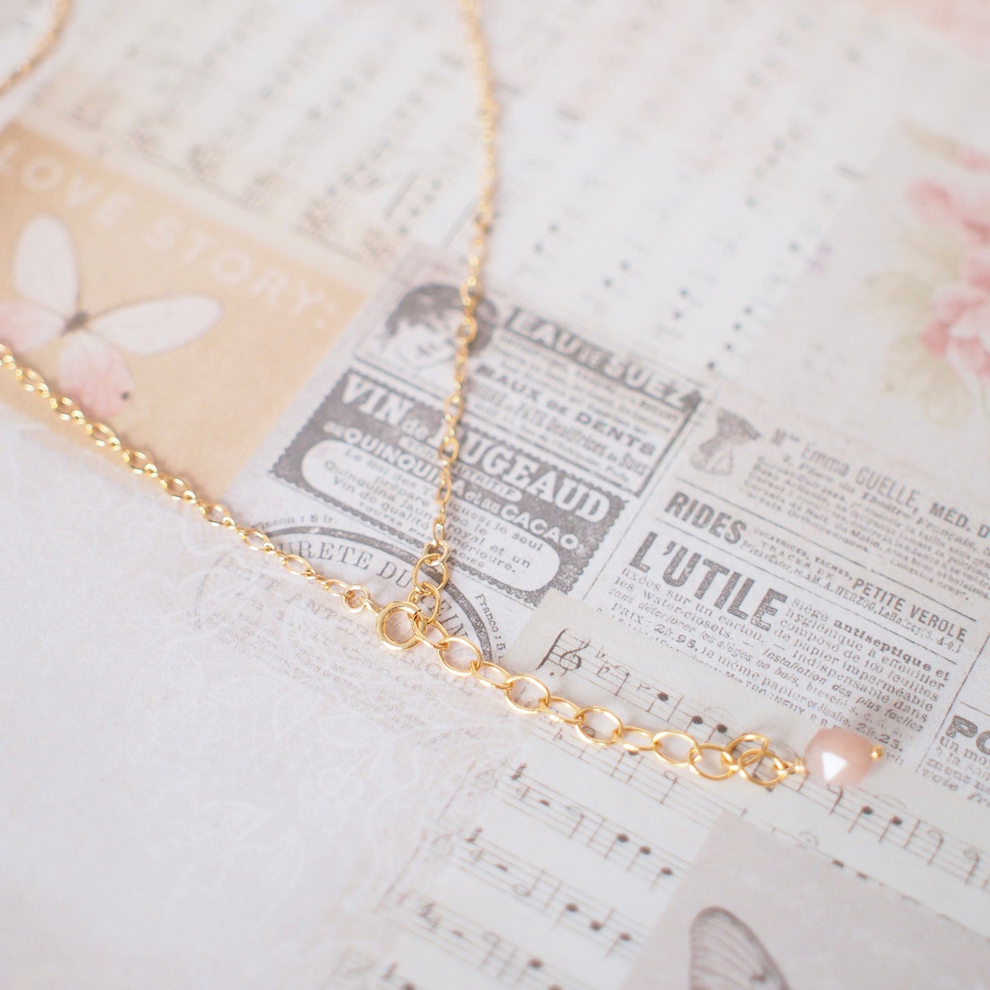 Pink Baroque Pearl Necklace // Gem Charms // Strawberry Quartz x Sunstones x Moonstones // 14K Gold-filled