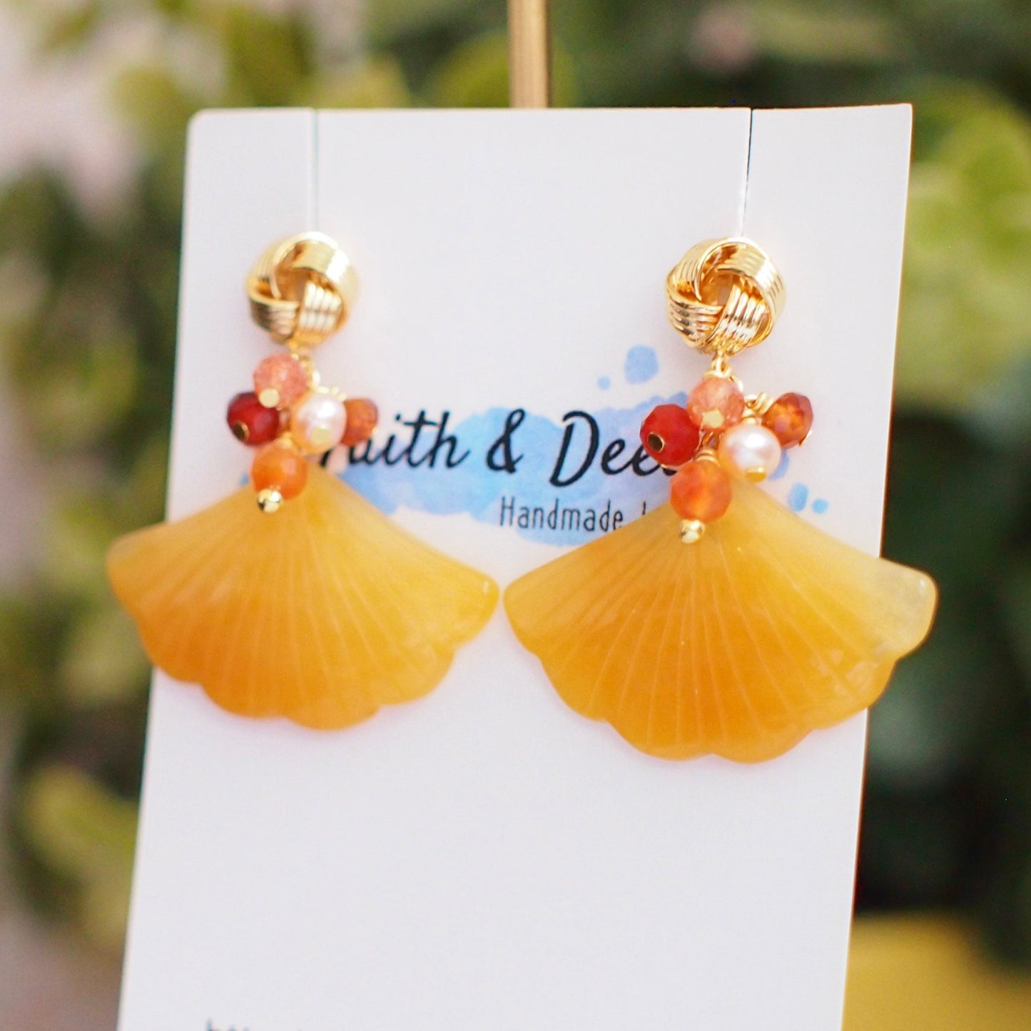 Type A Yellow Jade Earrings // Statement Earrings // Gems Cluster // Charming & Elegant