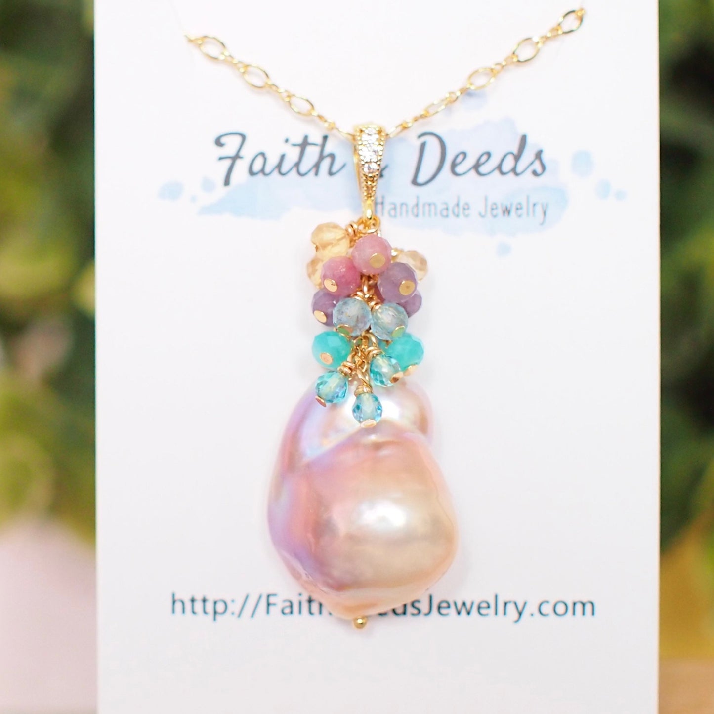 Rainbow Baroque Pearl Pendant // Flameball Pearl // Statement Necklace // Unicorn Colour // 14K Gold-filled