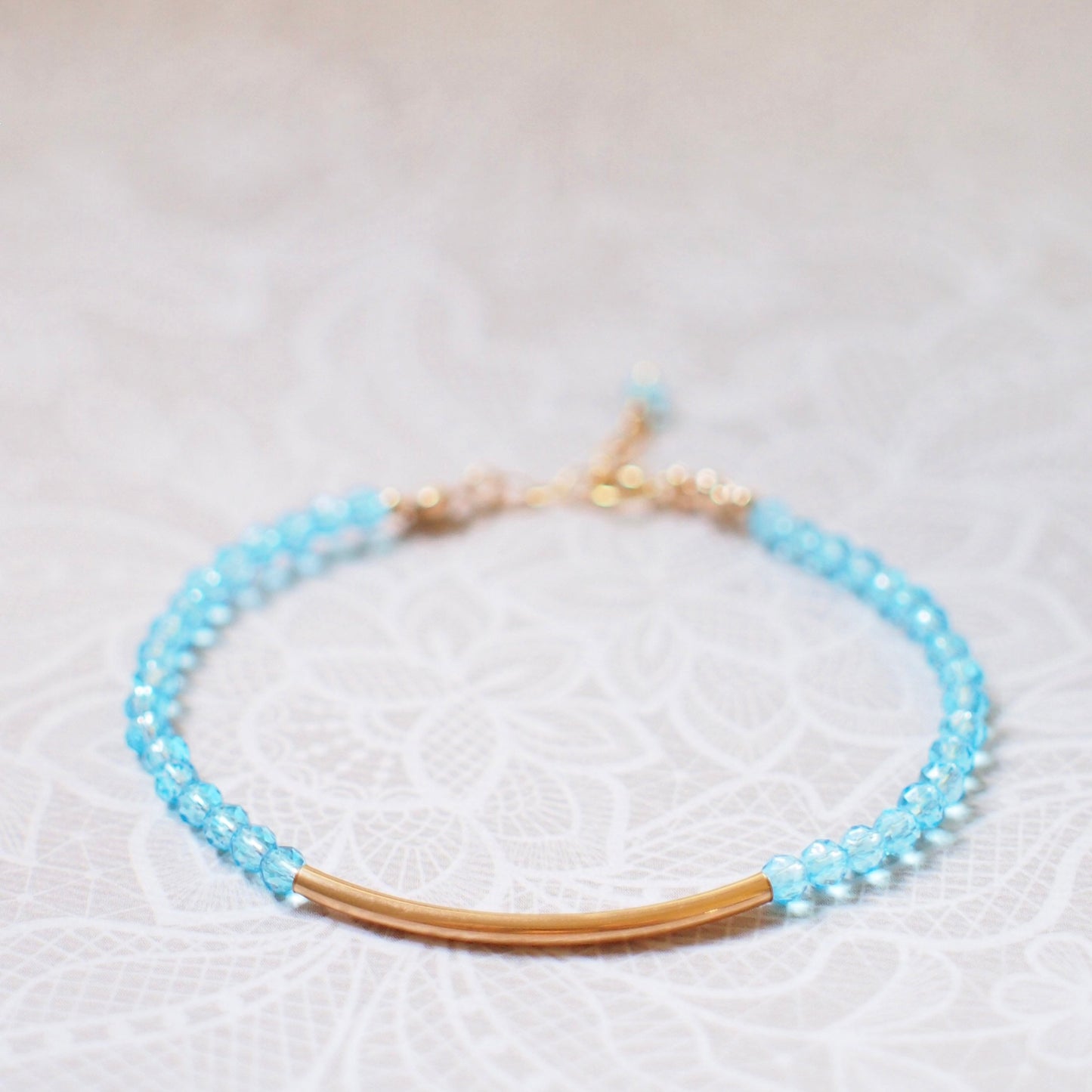 Blue Topaz Bracelet // 14K Gold-filled // Dainty & Bright // Stackable
