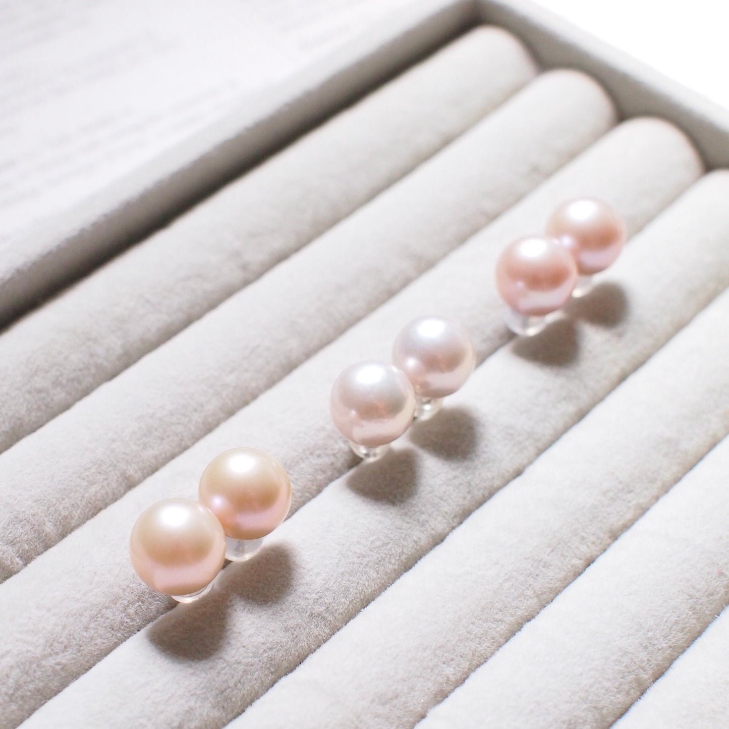 Fresh Water Pearls Studs // 10mm // Detachable Frames // 18K White Gold Plated over Sterling Silver