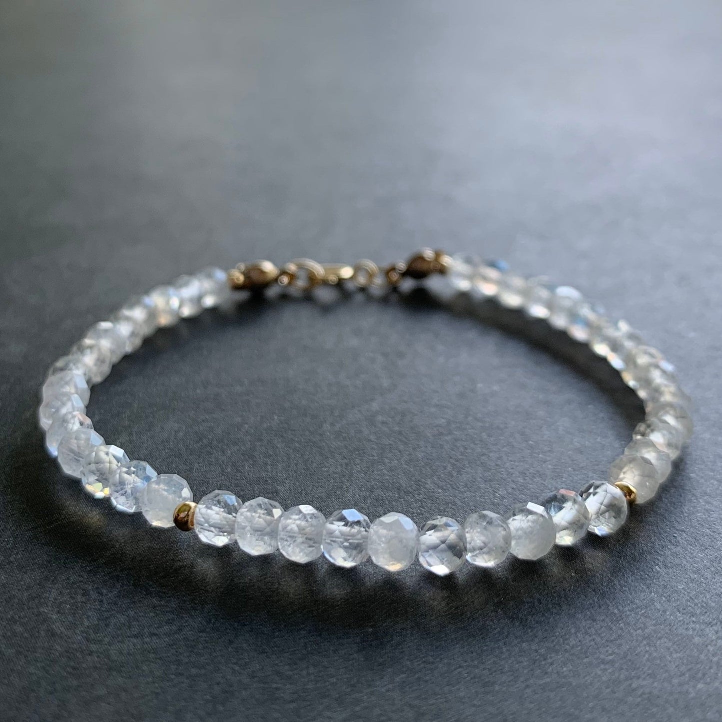 Blue Moonstones Bracelet // Rainbow Moonstones // Sparkly & Elegant // 14K Gold-filled // Stackable