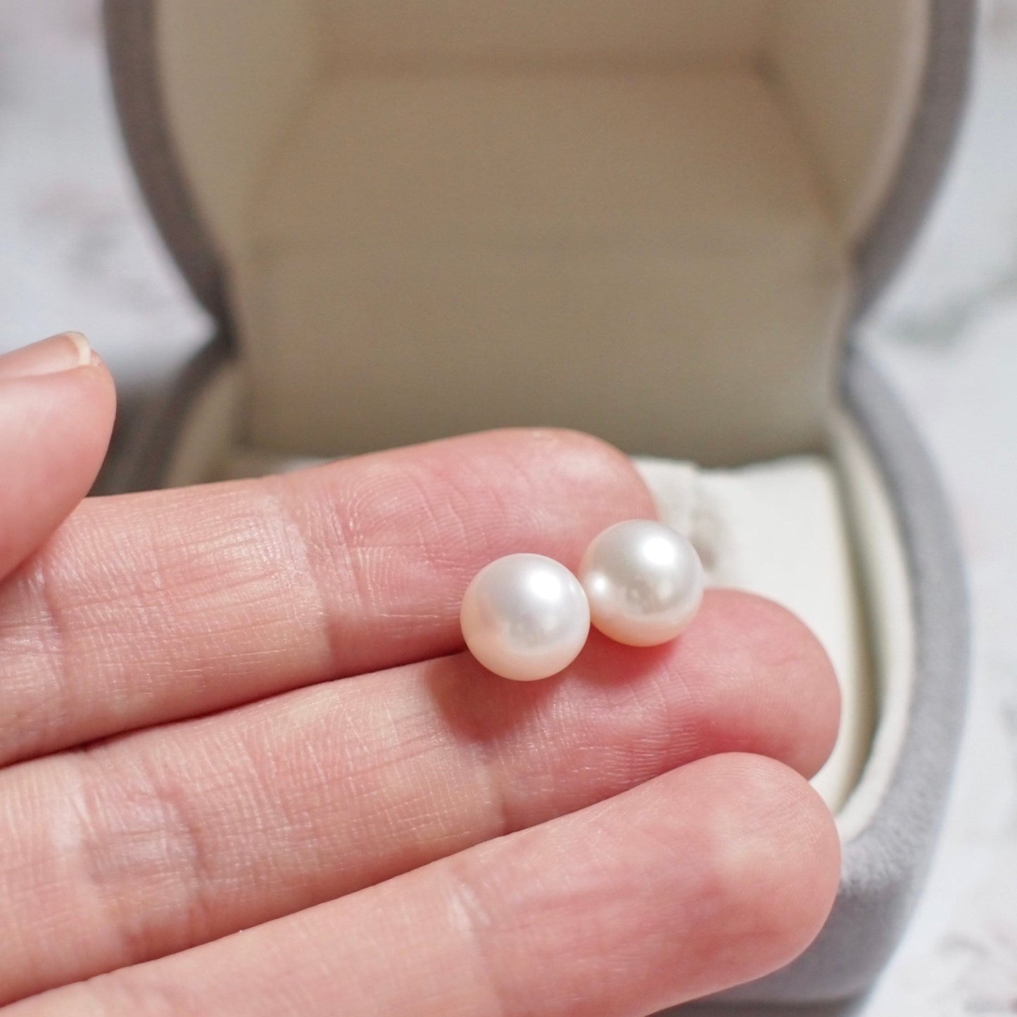 Pre-order: Akoya Saltwater Pearls Ear Studs // 8mm // 18K Solid Yellow Gold