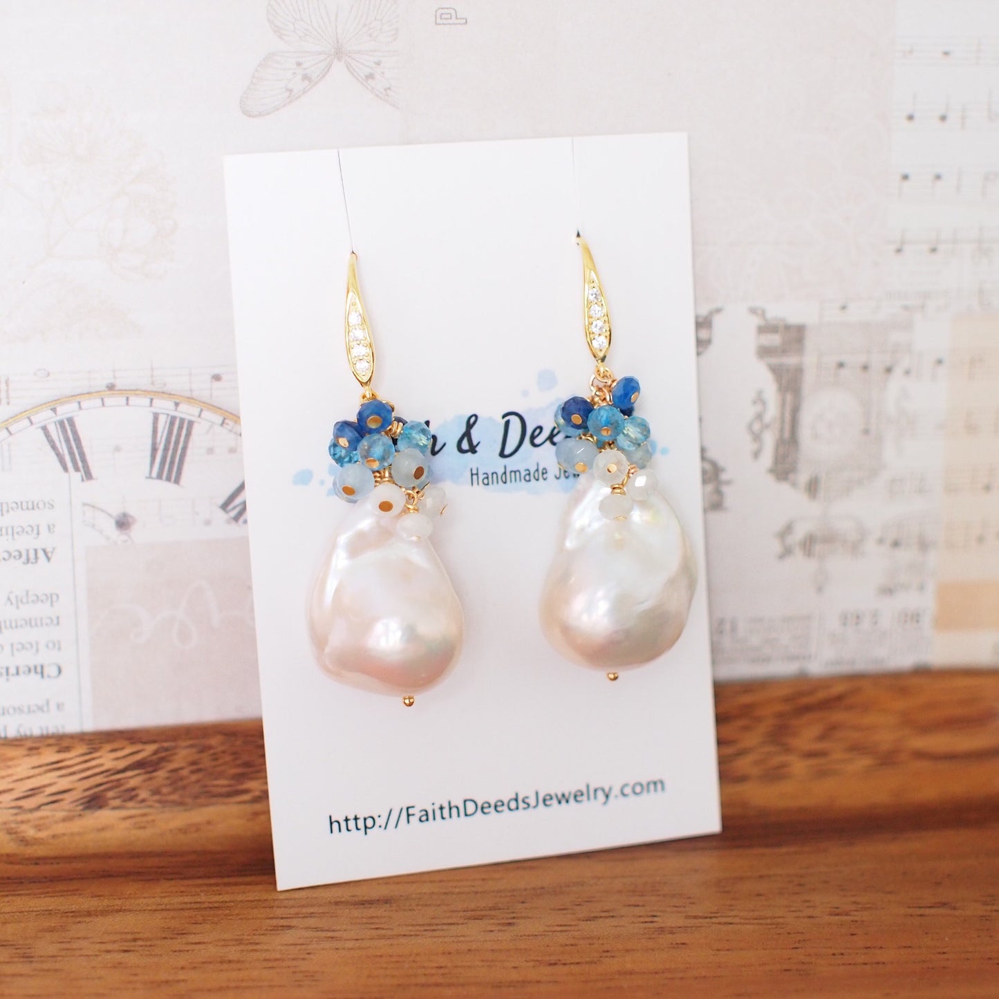 Baroque Pearl Earrings // Flameball Pearls // Aquamarine x Topaz x Chalcedony x Kyanite // 14K Gold-filled // Elegant & Timeless