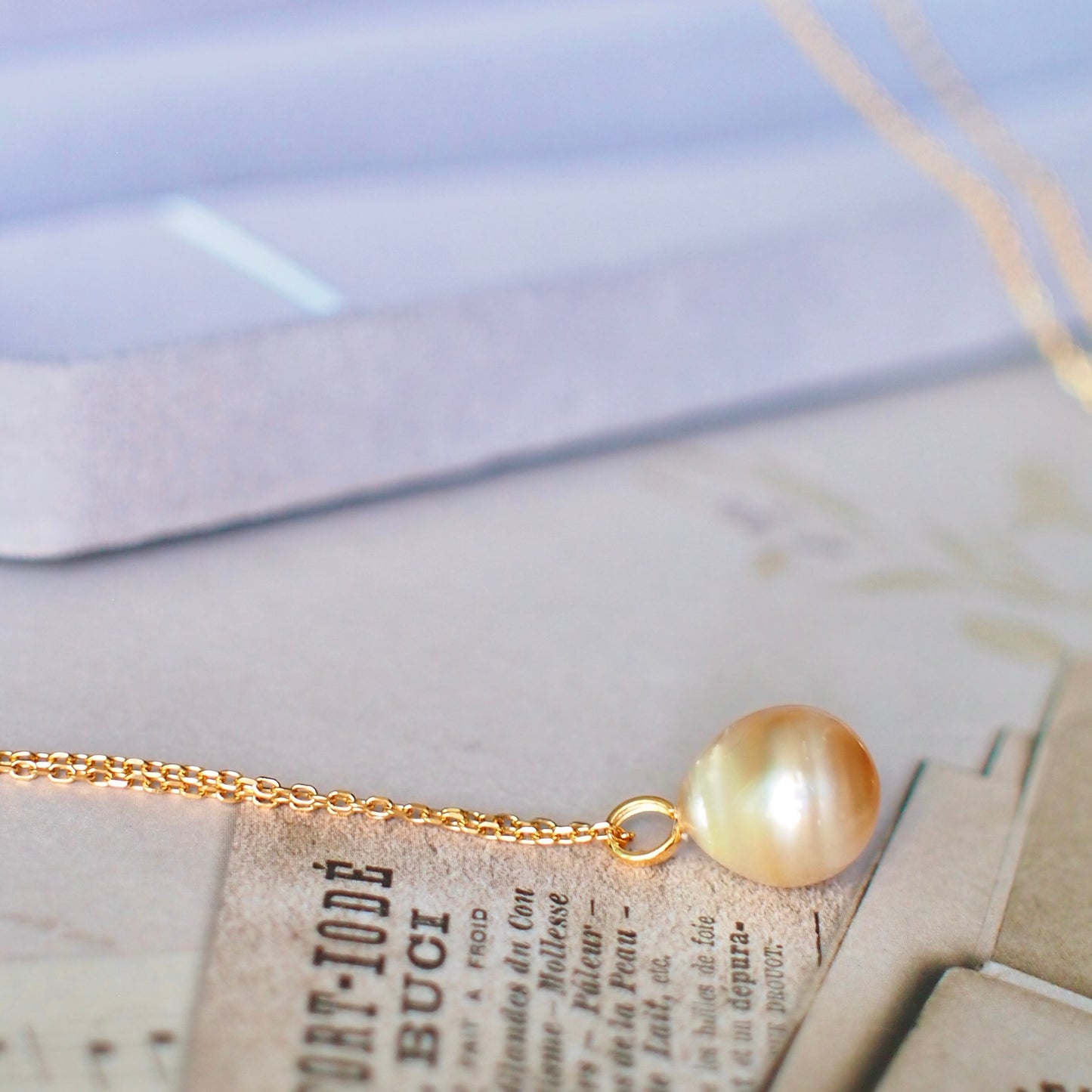 South Sea Pearl Pendants // Natural Champagne Gold // Simple & Feminine // 18K Solid Gold