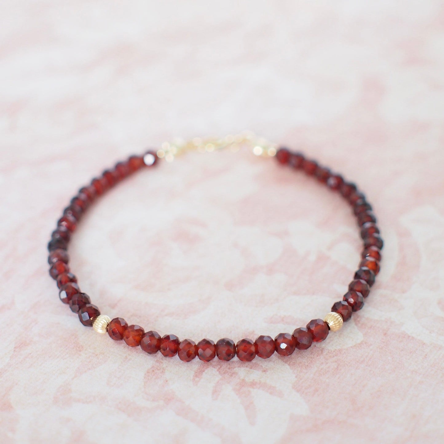 Garnet Bracelet // Feminine & Gorgeous // 14K Gold-filled