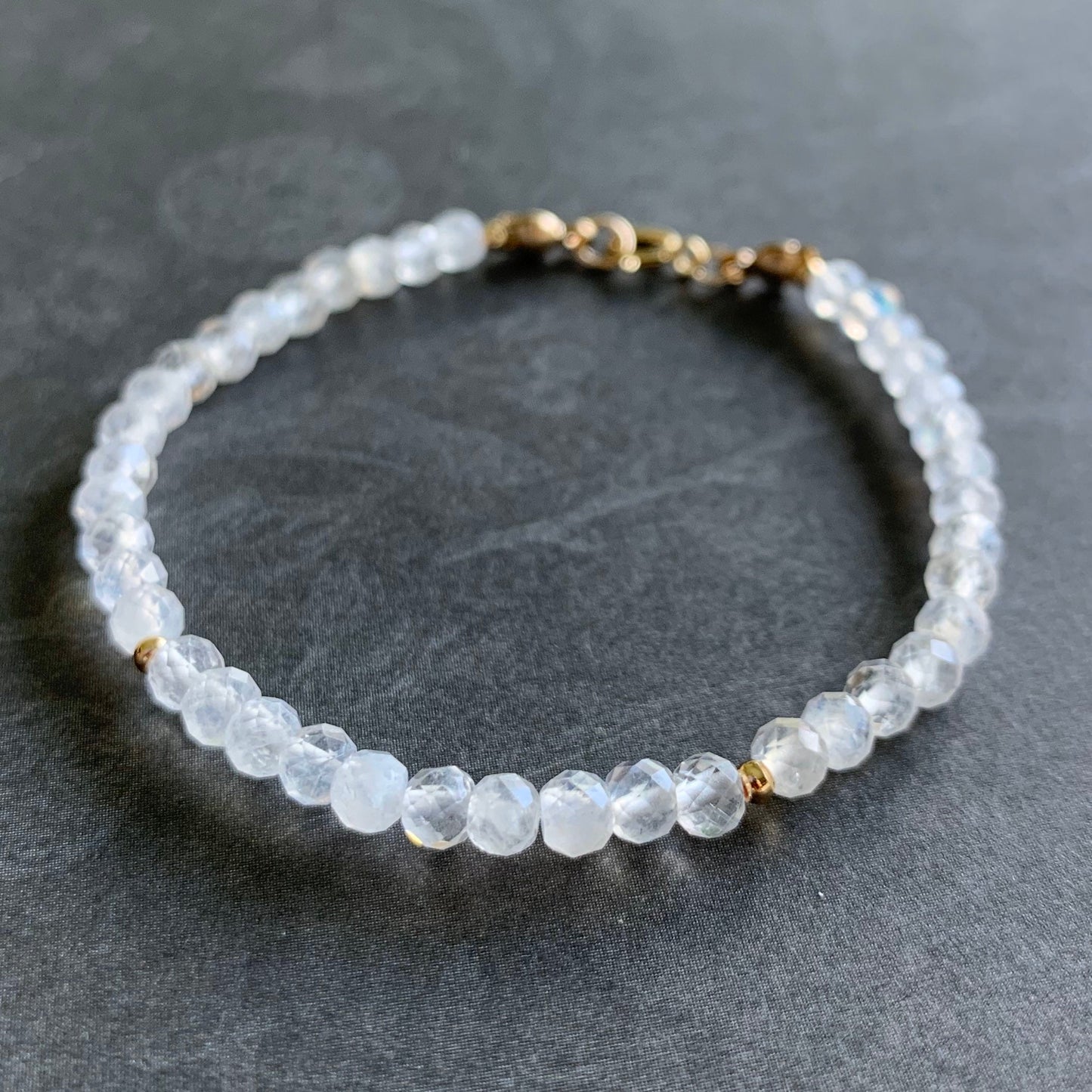 Blue Moonstones Bracelet // Rainbow Moonstones // Sparkly & Elegant // 14K Gold-filled // Stackable