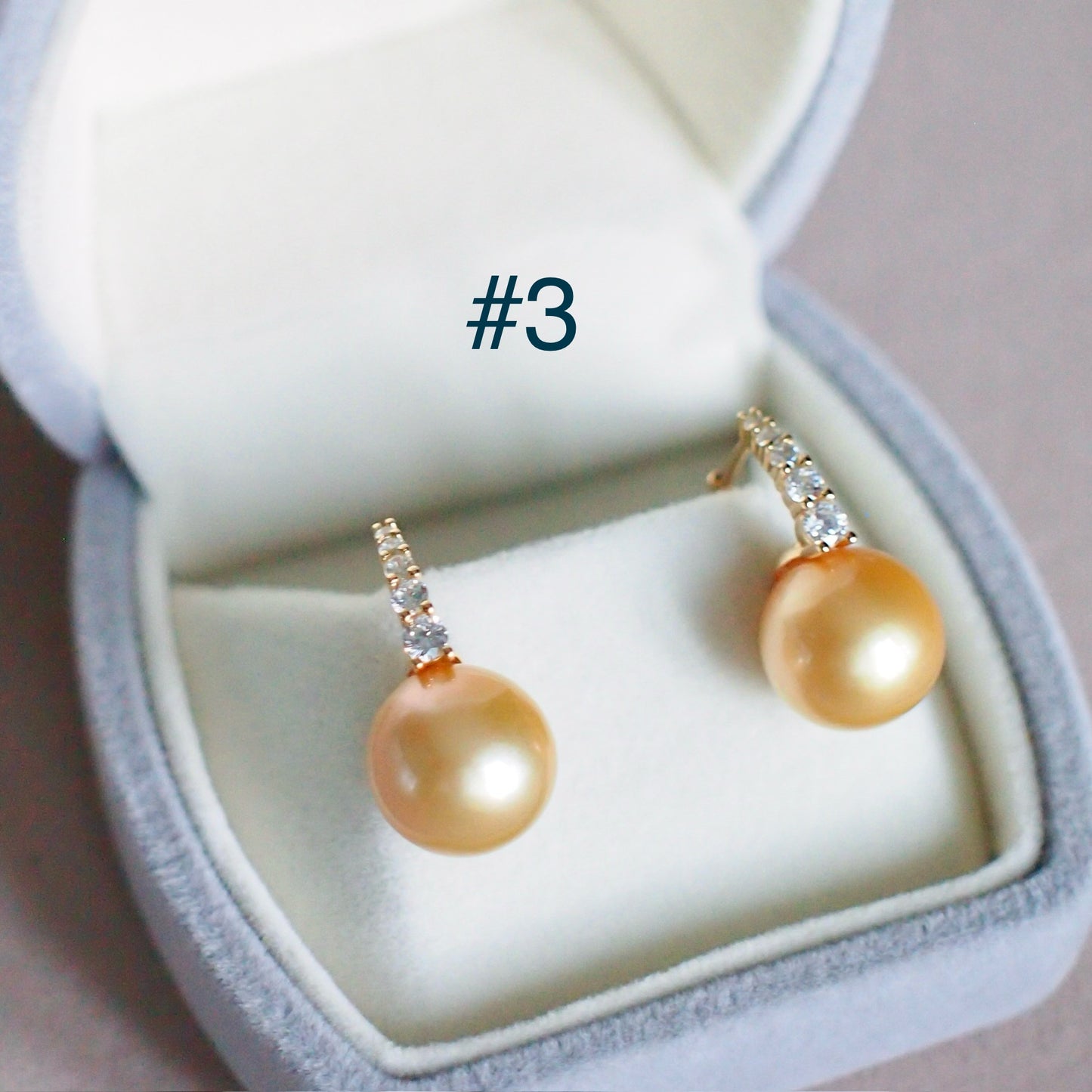 Golden South Sea Pearl Earrings // 12mm // Vermeil Setting