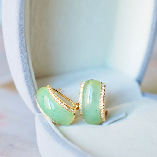 Type A African Jade Earrings // Vermeil // Clasp Earrings // Timeless and Elegant