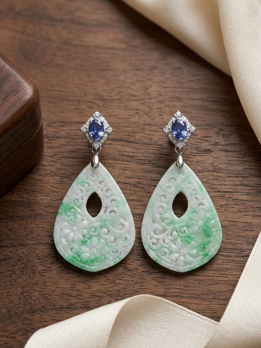 Type A Carved Jadeite Earrings // Detachable Studs