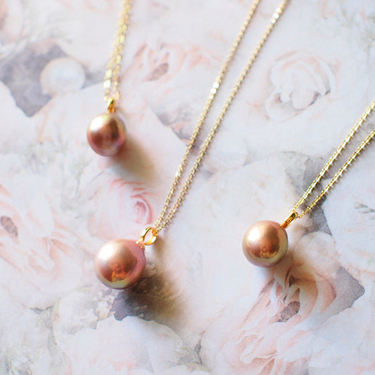 Edison Pearl Pendants // Natural Metallic Hue // Simple & Feminine // 18K Solid Gold