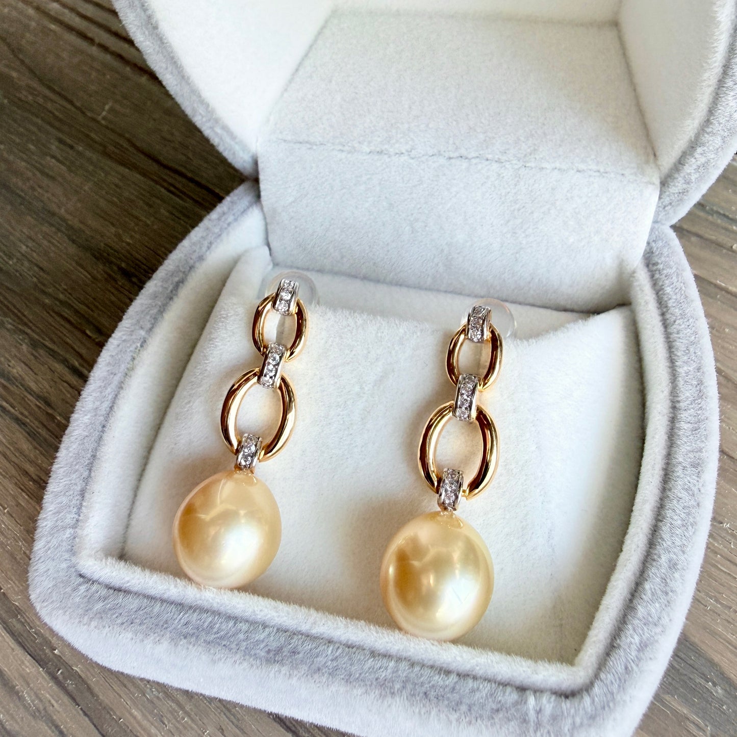 11mm Teardrop Golden South Sea Pearl Earrings
