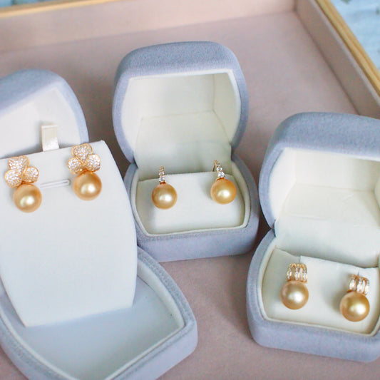 Golden South Sea Pearl Earrings // 12mm // Vermeil Setting